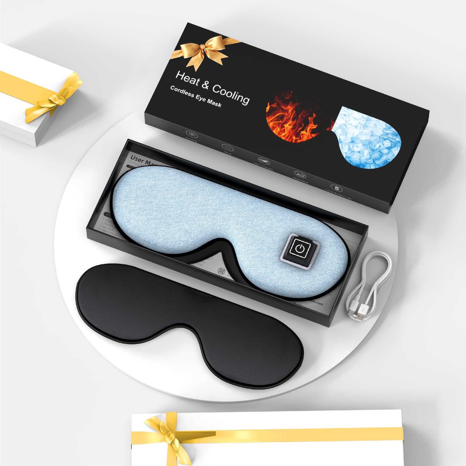 Cordless Heat Cooling Sleep Eye Mask for Dry Eyes Migraines Improve Sleeping