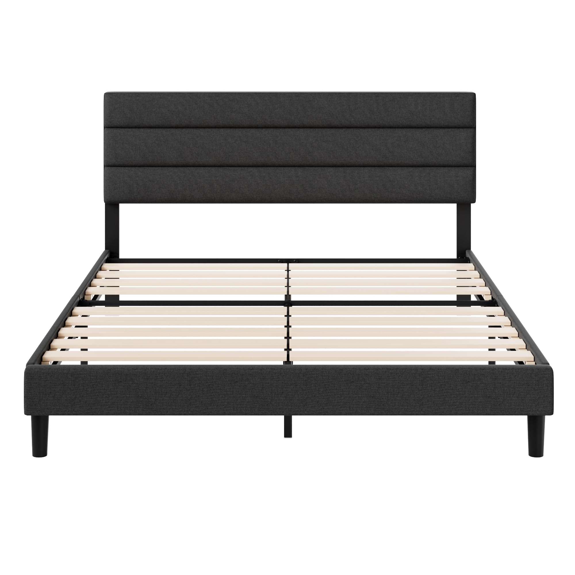 King Piper Upholstered Platform Bed with Horizontal Paneled Headboard