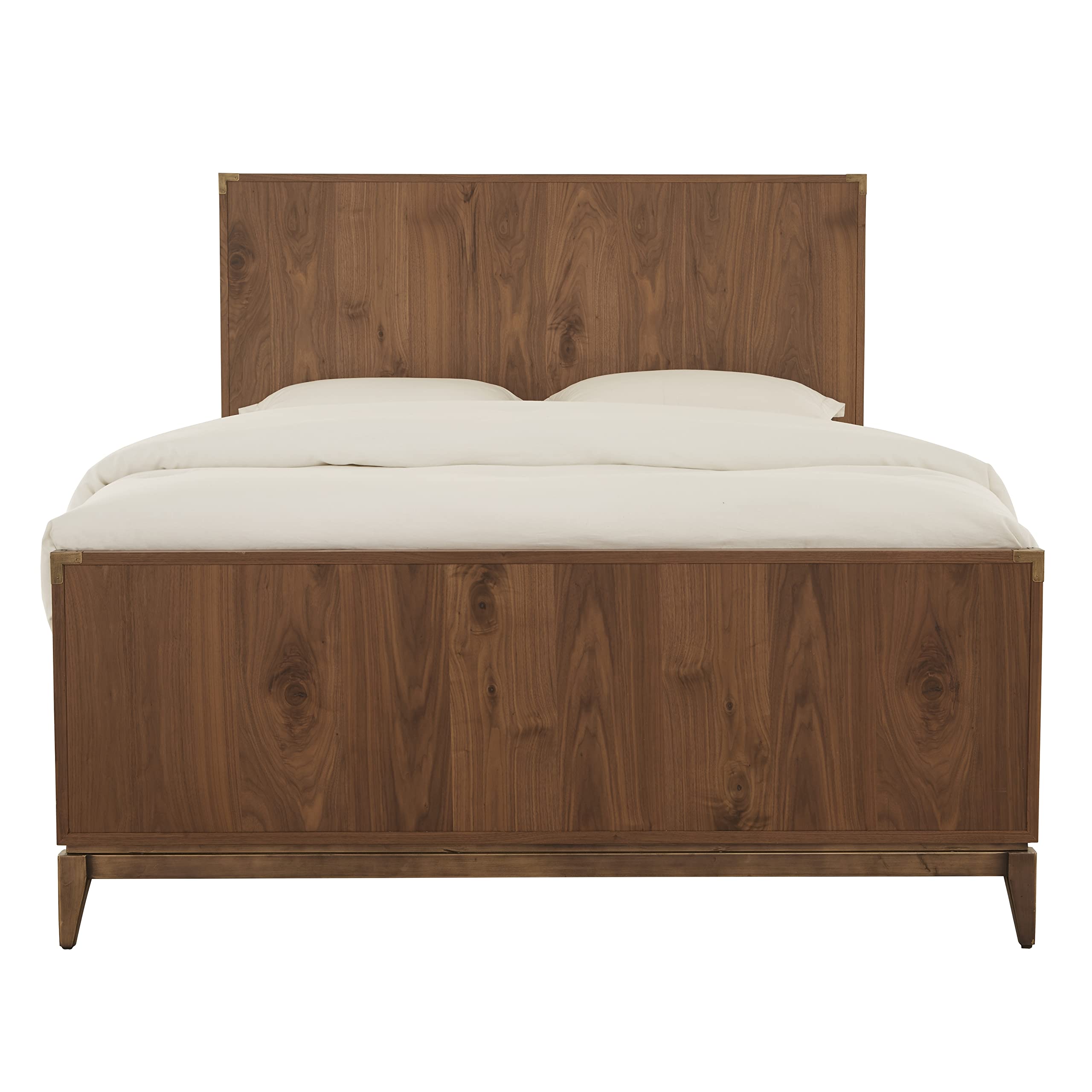 Solid Wood Panel Bed, Queen, Adler - Natural Walnut