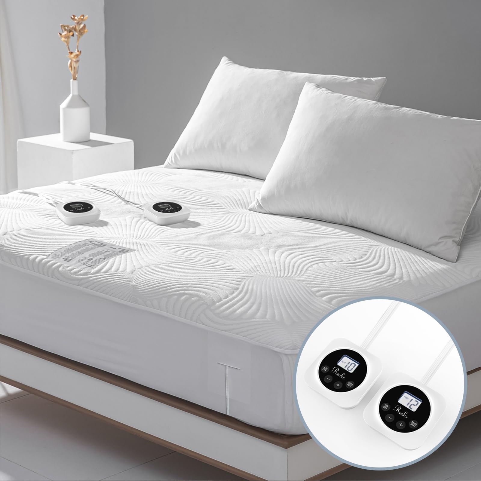 Electric Heated Mattress Pad 10 Heat Settings Dual Control with Memory