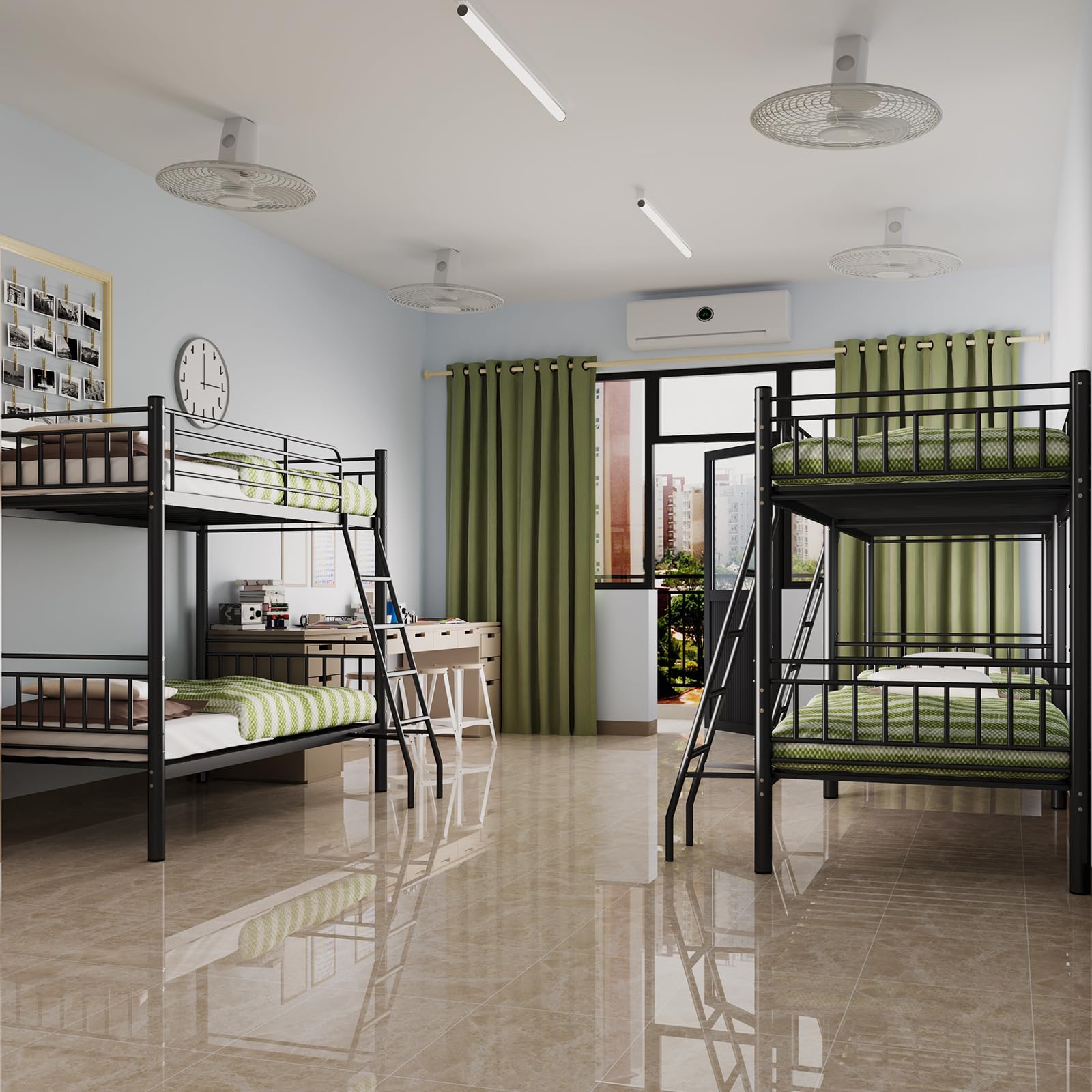 Bed Twin Over Twin, Metal Bed Frame for Kids & Adults, Twin Bunk Bed
