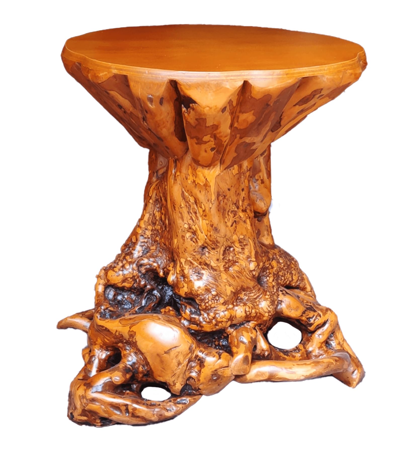 Rustic Azalea Tree Stump/Root End Table | Unique Wood Root Log Side Table