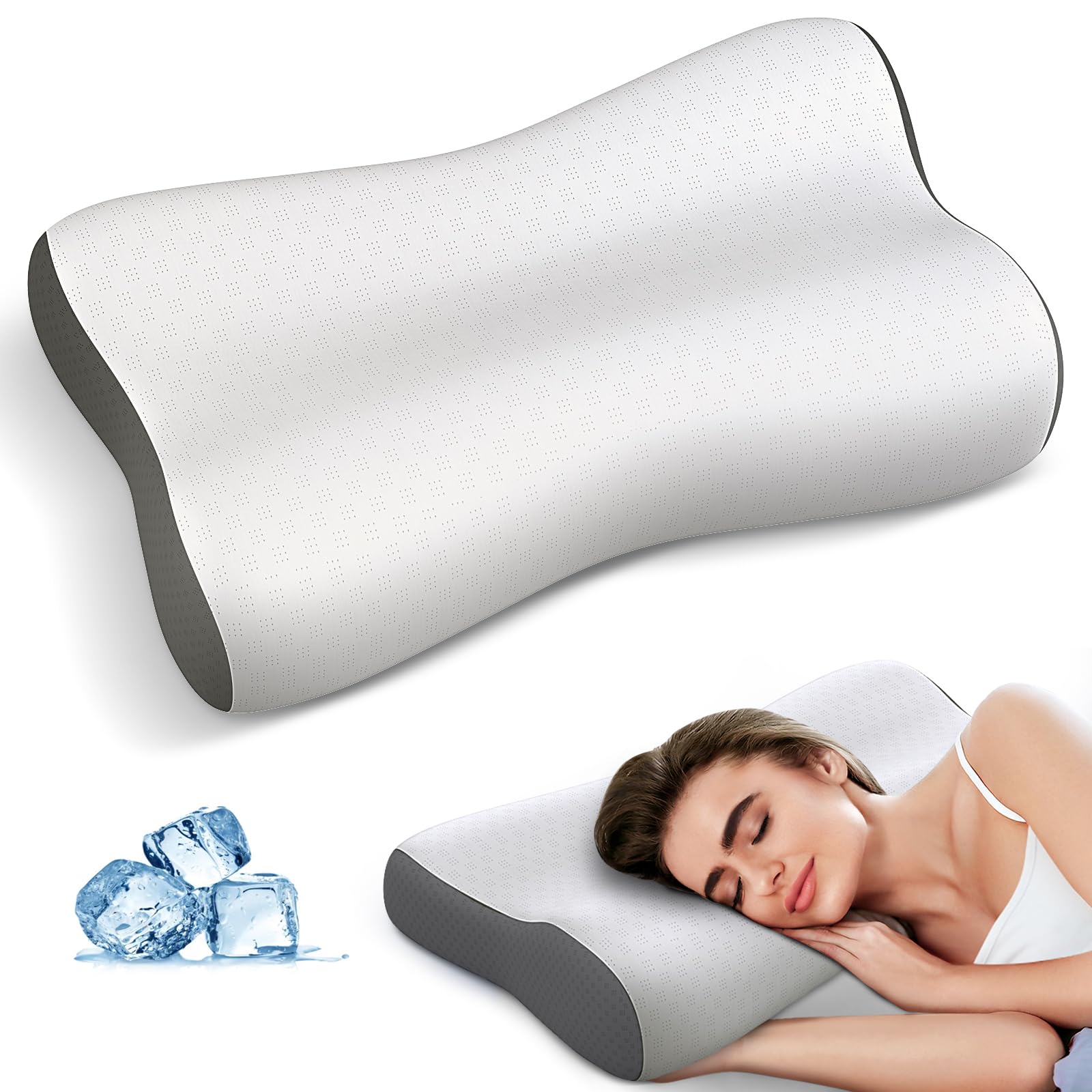 Pillow - Contour Neck Pillows for Neck Pain Relief, Ergonomic Side