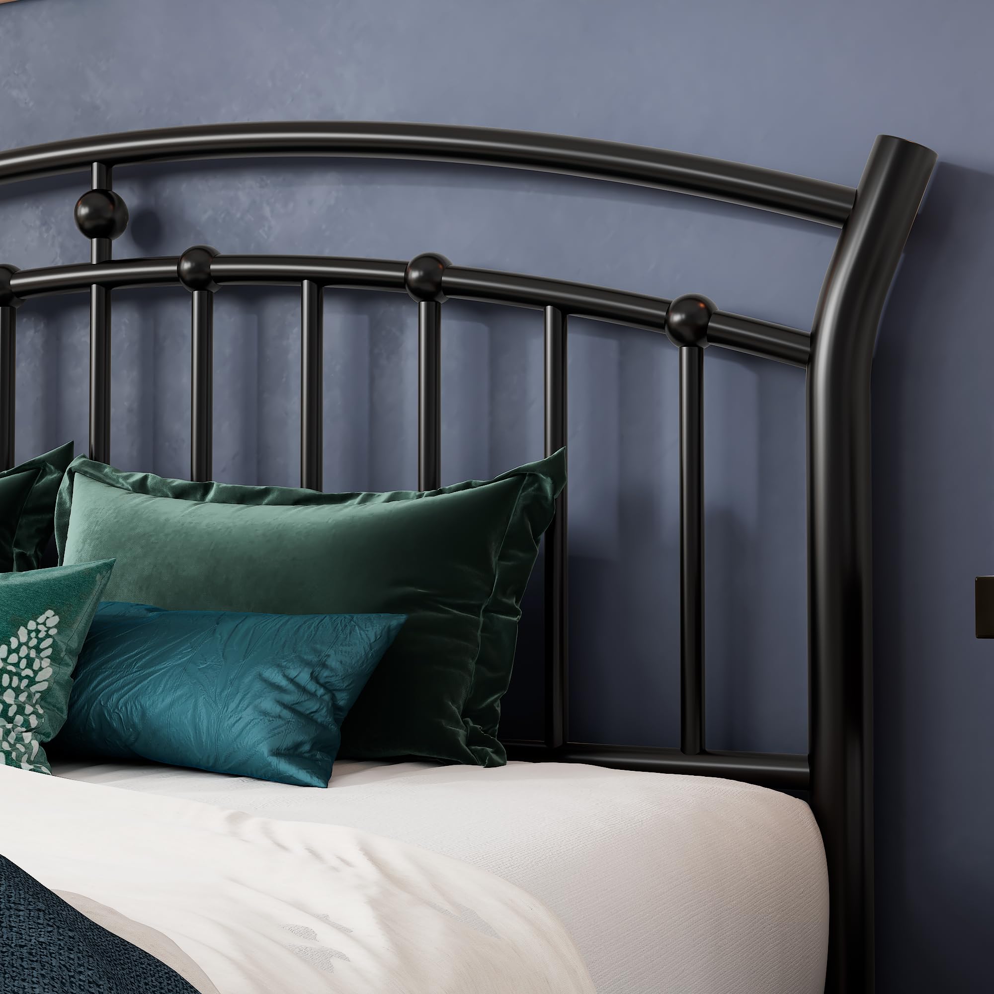 Queen Bed Frame, Black Metal Bed Frame with 12" Under-Bed Storage