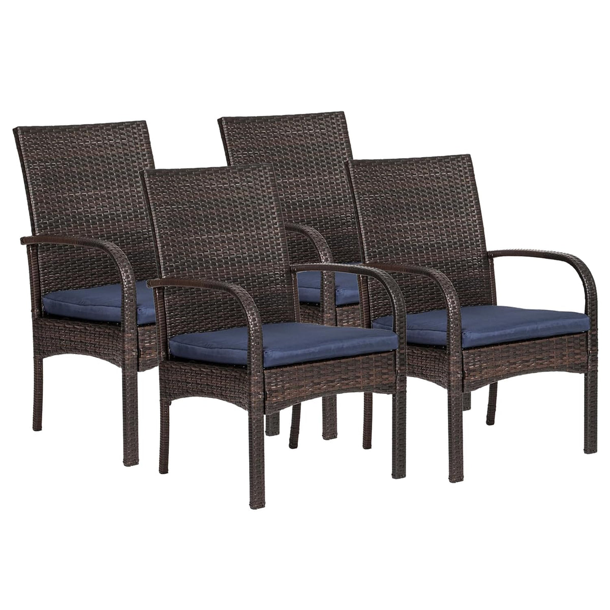 Outdoor Wicker Patio Dining Chairs with Cushions