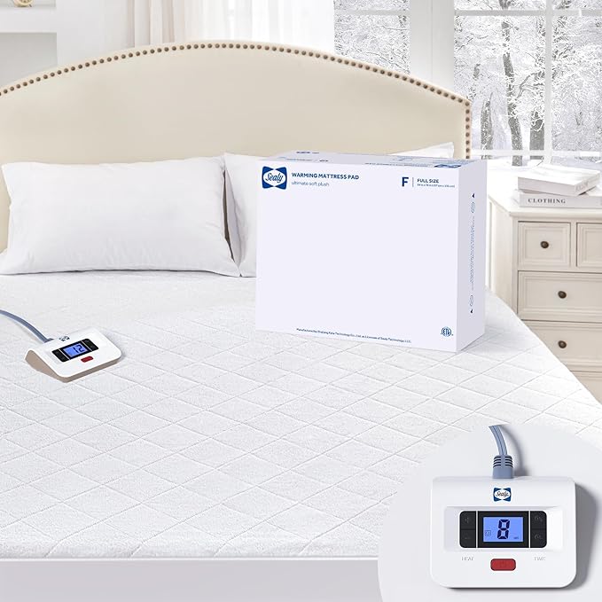 Mattress Pad King Size with Plush Top, Coral Fleece Electric Bed Warmer
