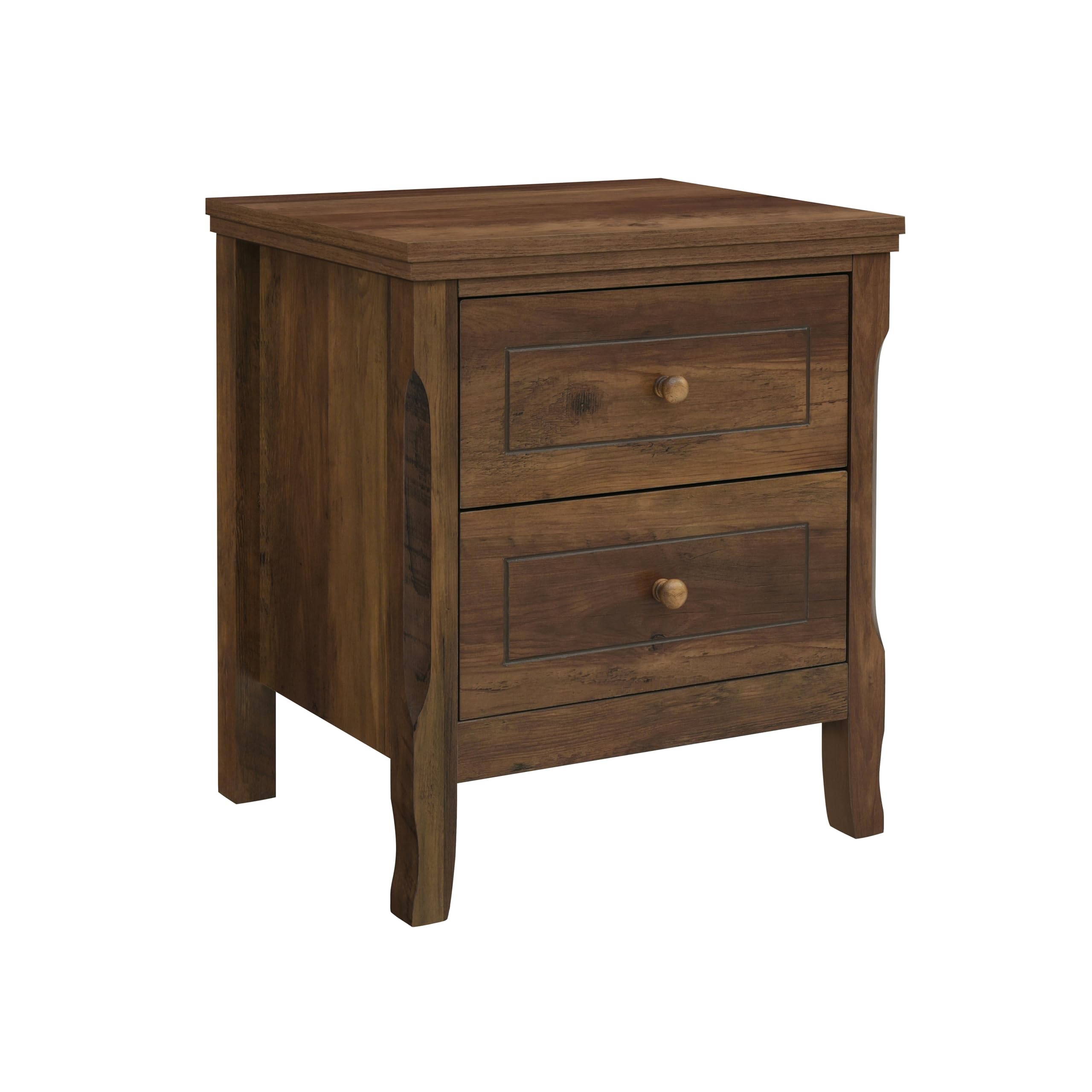 2 Drawer Wood Nightstand, Bedside Table with Storage Drawers