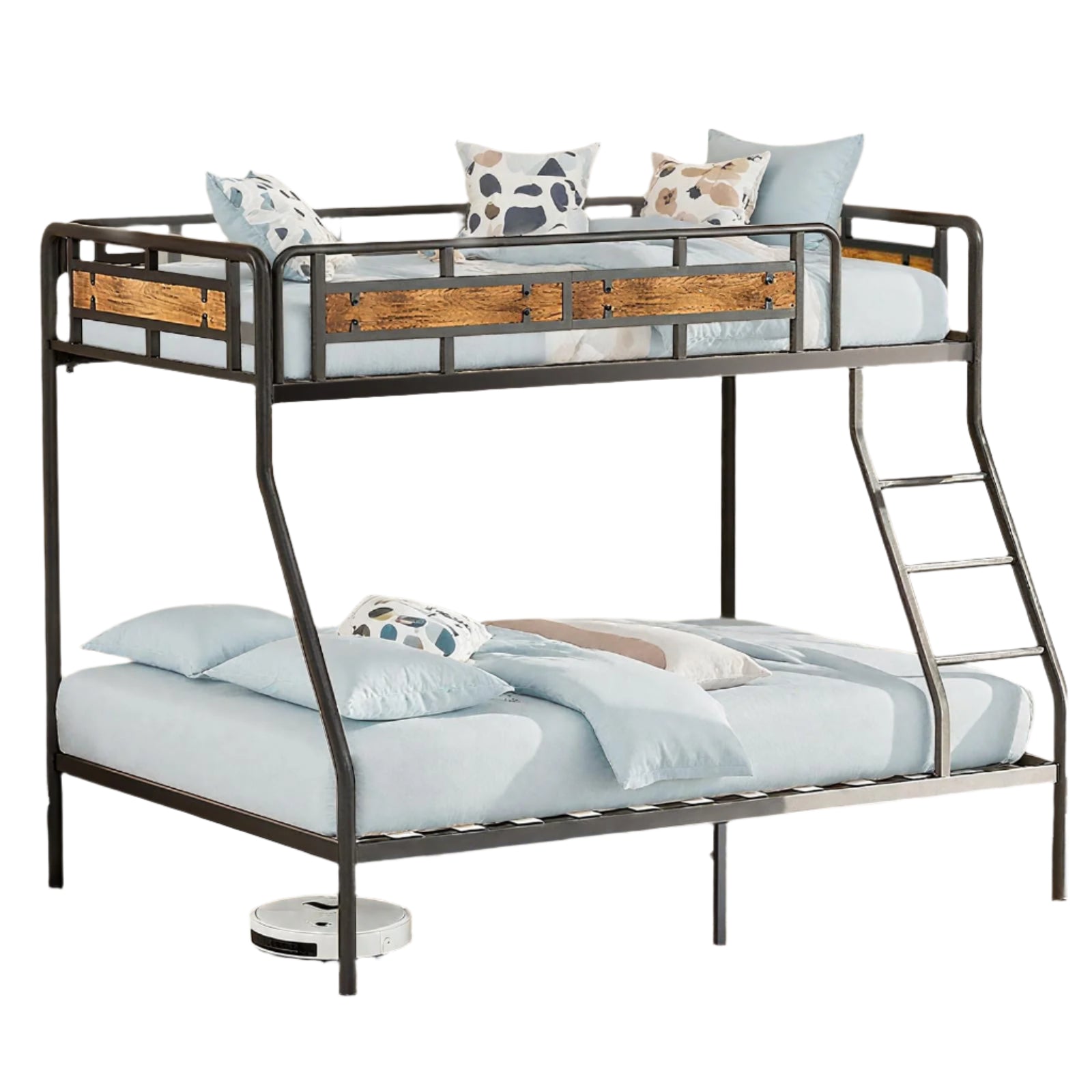 Twin Over Full Bunk Bed, Heavy Duty Metal Frame with Rounde
