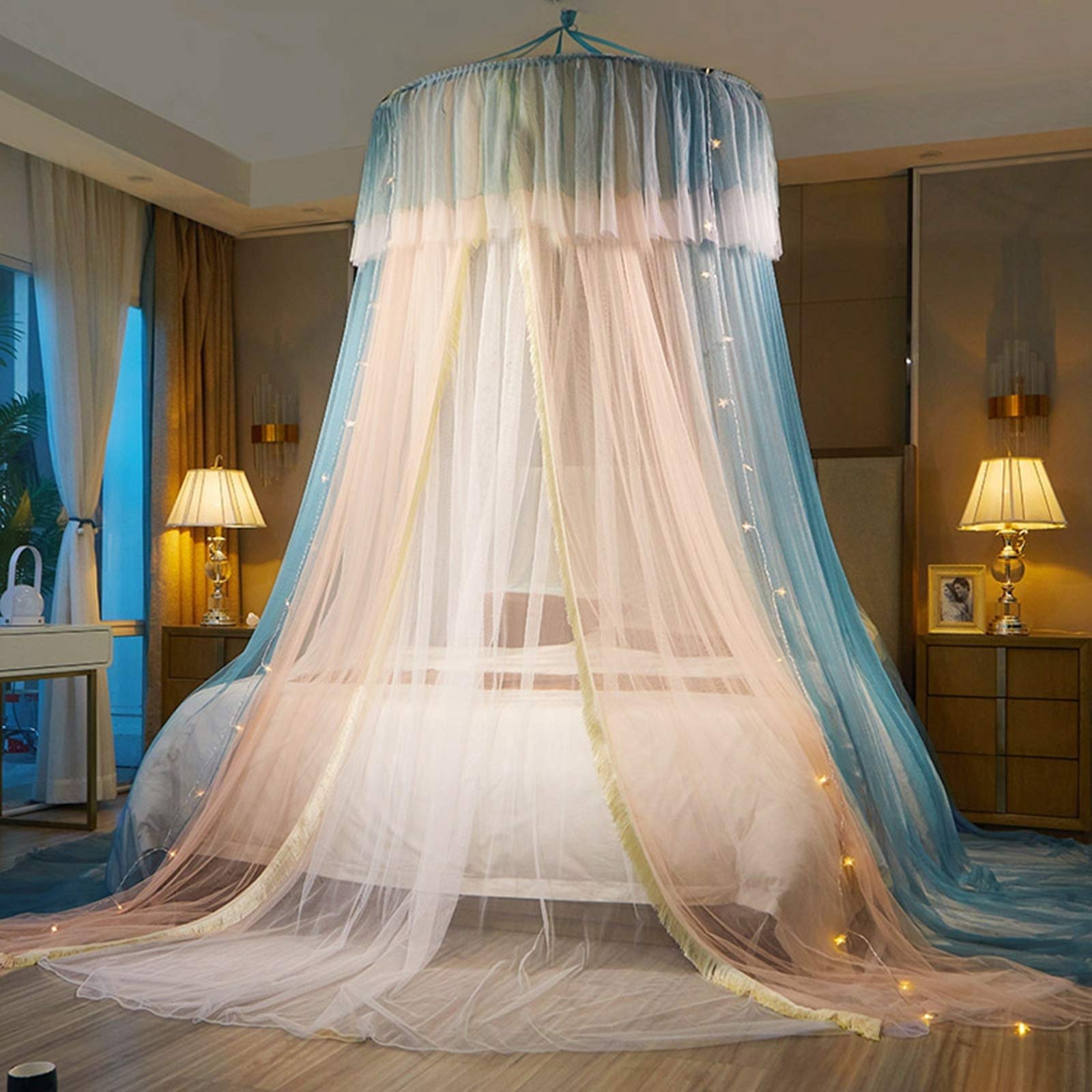 Princess Bed Canopy for Girls,Bed Canopy Curtain- Double Layer Sheer Mesh