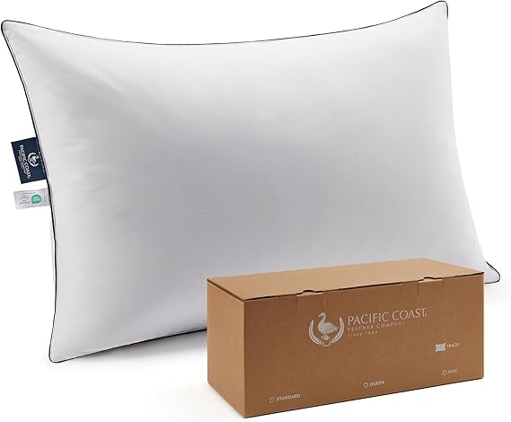 Coast Pillows Queen Size Set of 2, Goose Feather and Down Pillow
