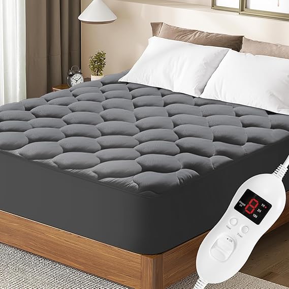 King Size Heated Mattress Pad with Dual Control - Auto Shut Off Electric Mattress Pad
