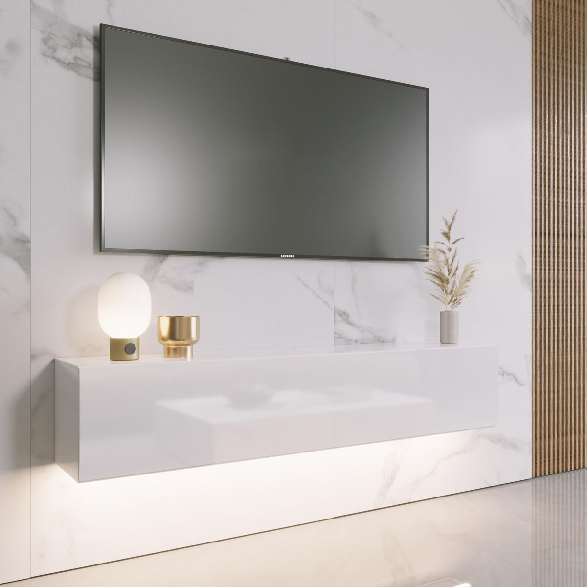 63" Wall-Mounted TV Stand with LED Lights