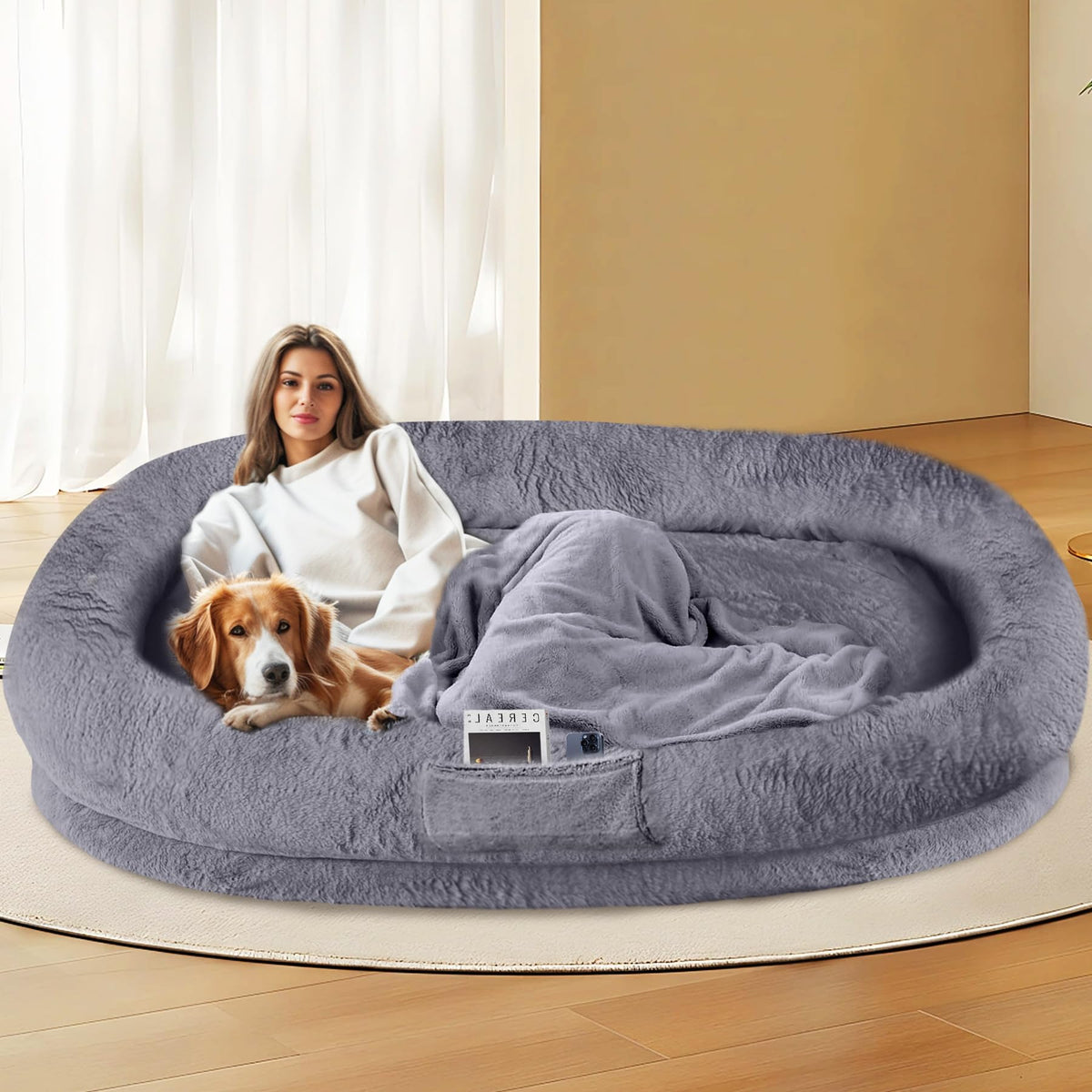 Orthopedic Human Dog Bed for Large Dogs & Adults