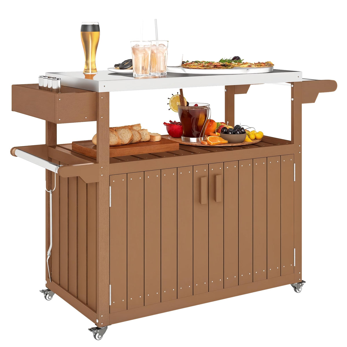 Outdoor Bar Cart with Storage Cabinet & Kitchen Island