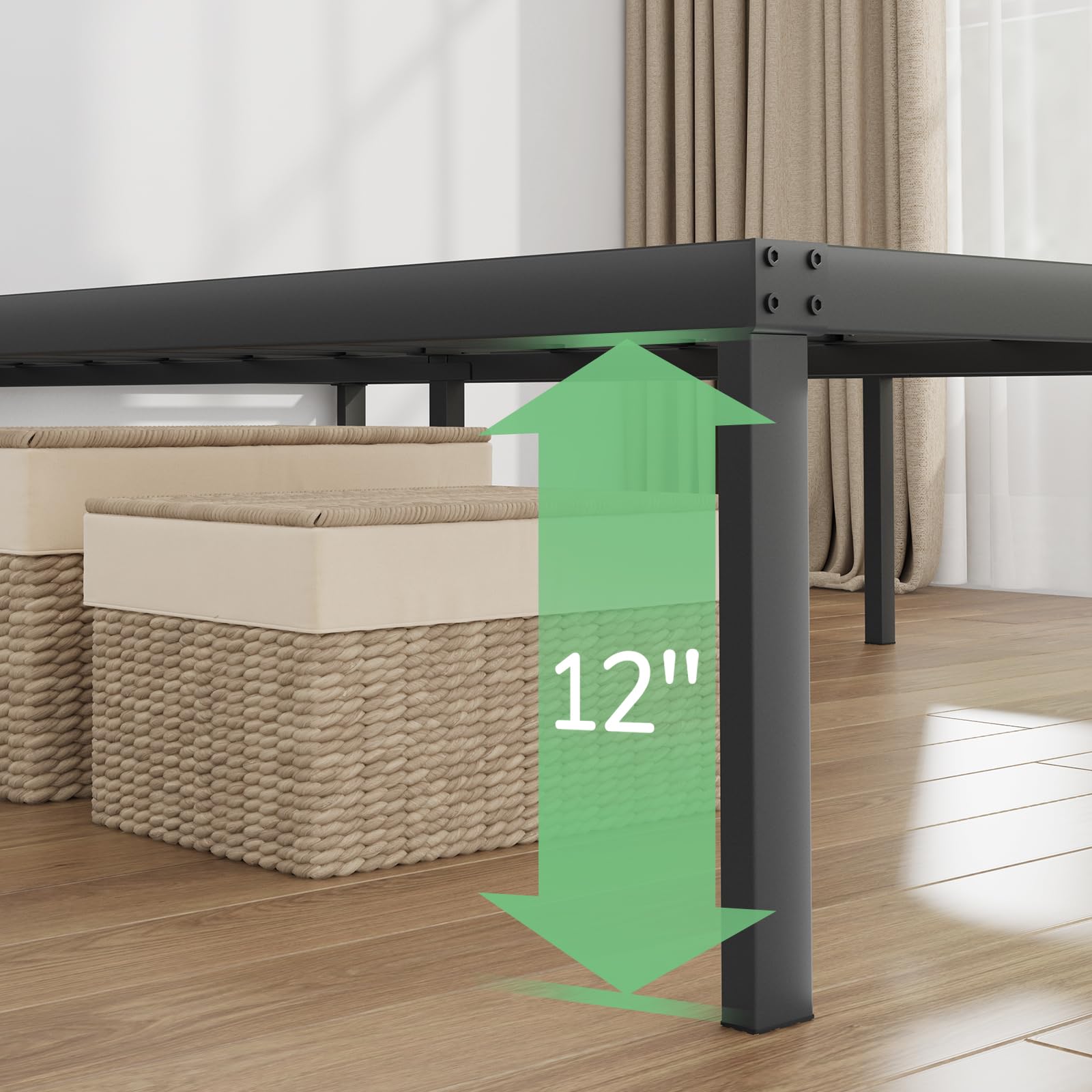 Frame, 14 Inch Metal Platform Bed Frame Queen Size No Box Spring