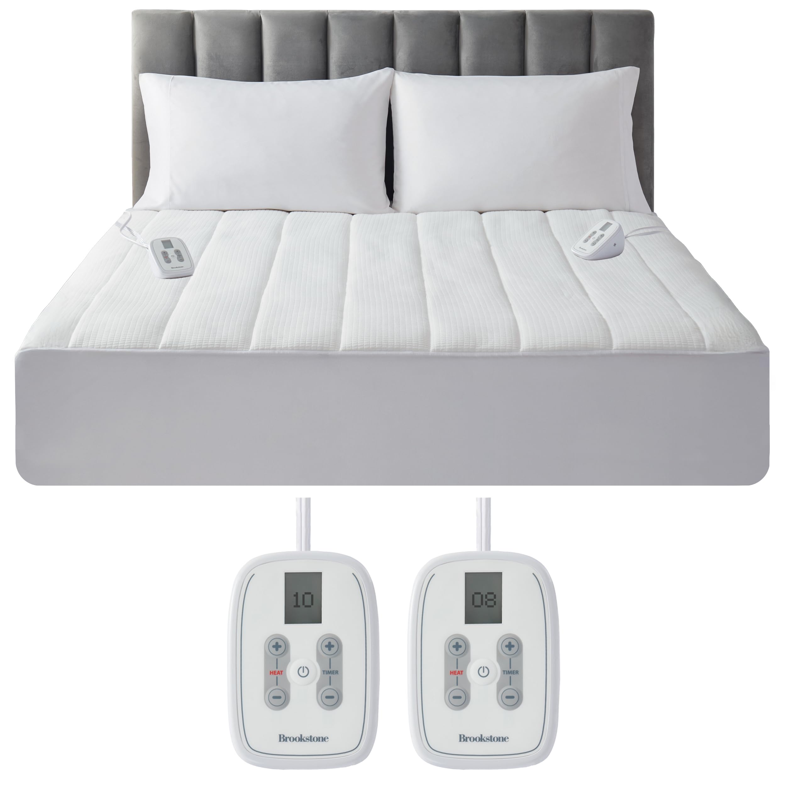 Matelassé Knit Heated Mattress Pad – King Size – 10 Heat Settings, Auto Shut-Off