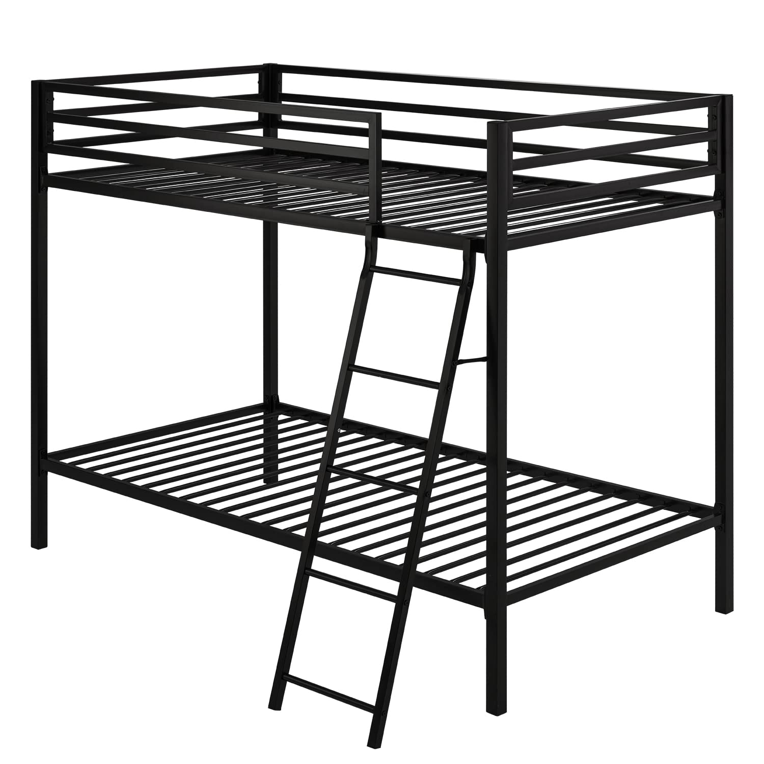 Loft Bunk Bed Twin Over Twin Size with Ladder and Guardrail,Heavy Duty Metal
