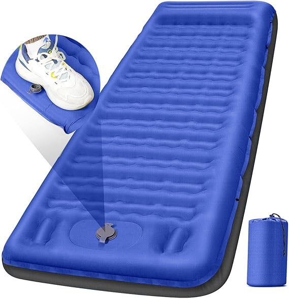 Sleeping Pad, Extra Thick 5 Inch Camping Mat with Pillow Built-in Foot Pump