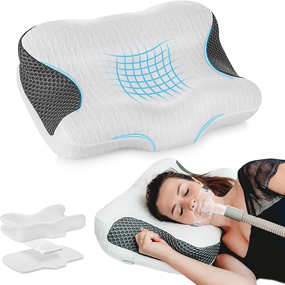 CPAP Pillow for Sleeping, Ergonomic Adjustable Height Neck Support Memory