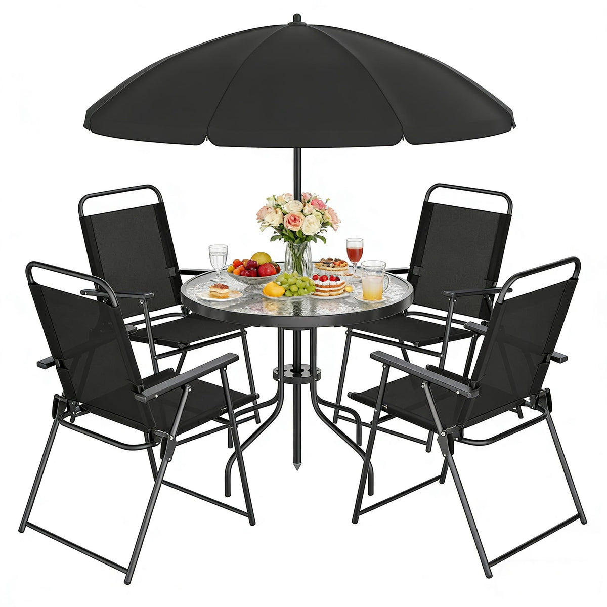 6-Piece Outdoor Patio Dining Set with Umbrella