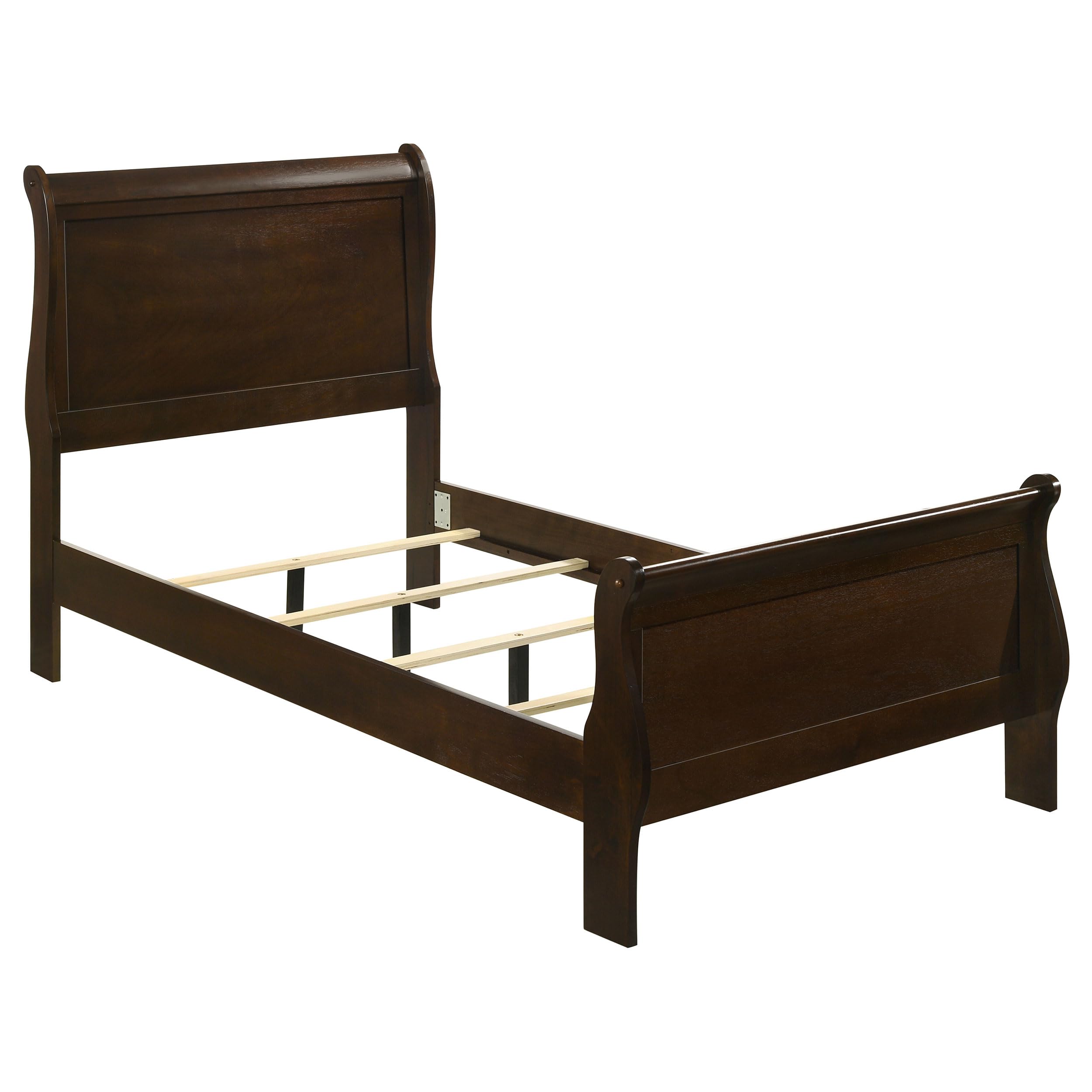 Louis Philippe Traditional Bedroom Wooden Twin Size Sleigh Bed Frame 47-Inch Panel