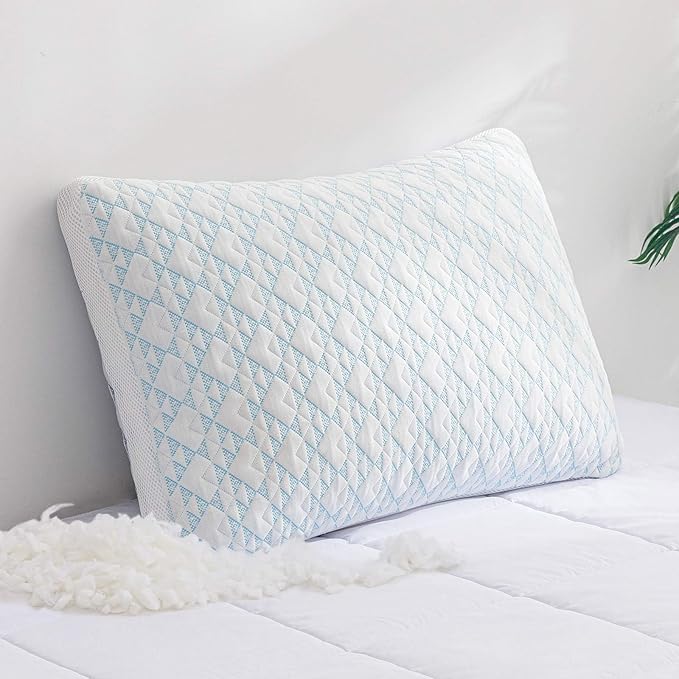 Shredded Memory Foam Cooling Soft Bamboo Viscose Pillows King Set of 2