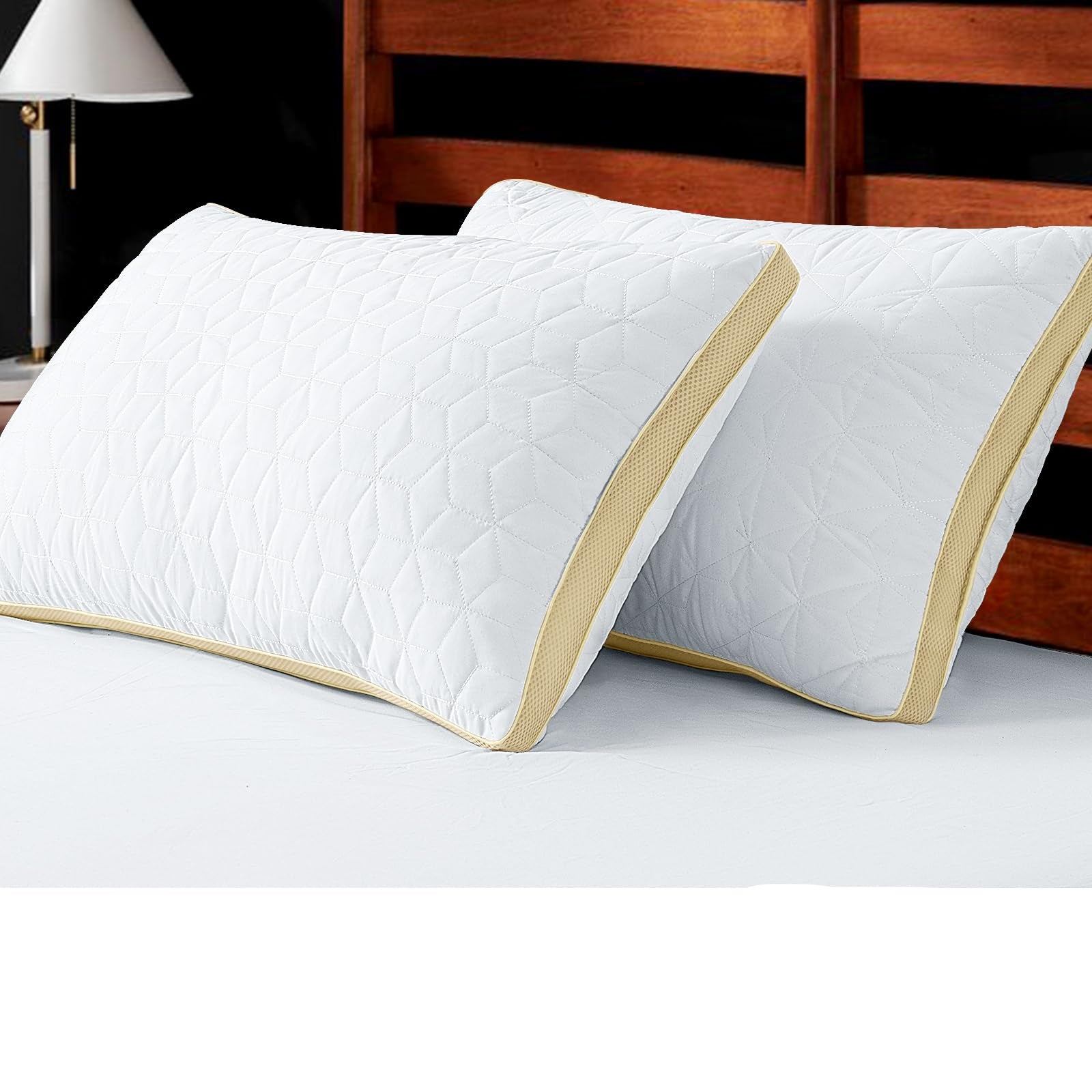 Pillows Standard Size Set of 2, Bed Pillows for Sleeping 2 Pack, Mesh Gusseted Down