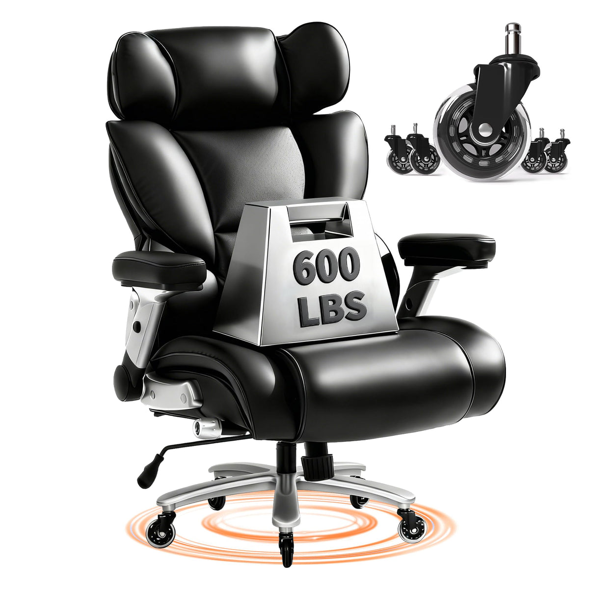 Heavy-Duty Big & Tall Office Chair – 600 lbs, High Back, PU Leather