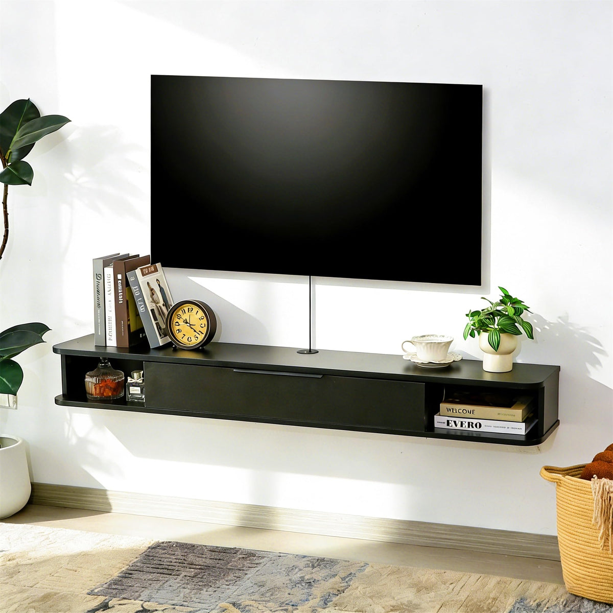 55" Wall-Mounted Floating TV Stand with Storage