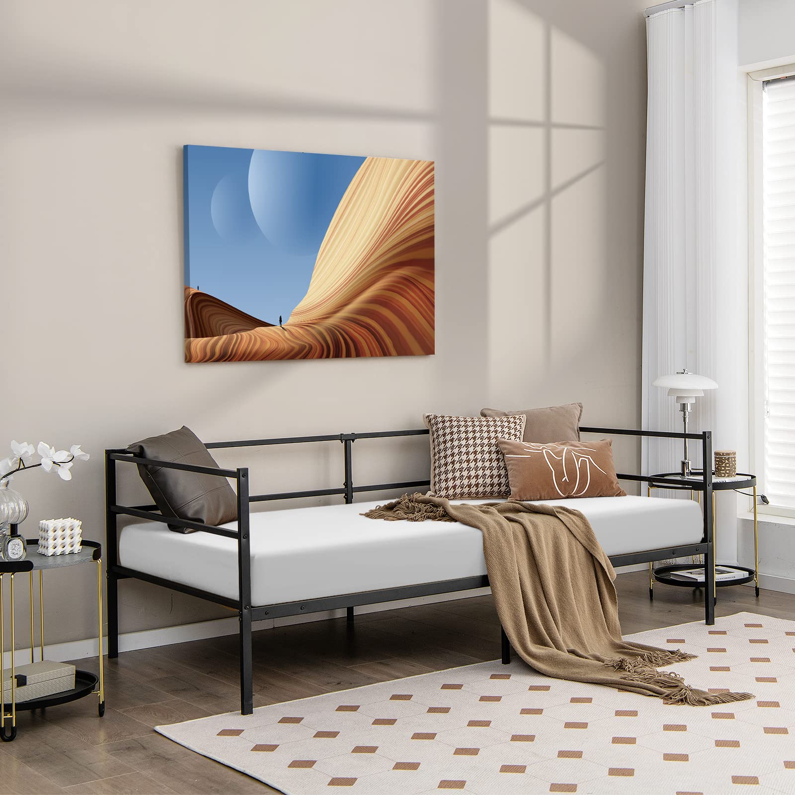 Daybed Frame, Metal Twin Size Platform Bed with Heavy Duty Slat Support