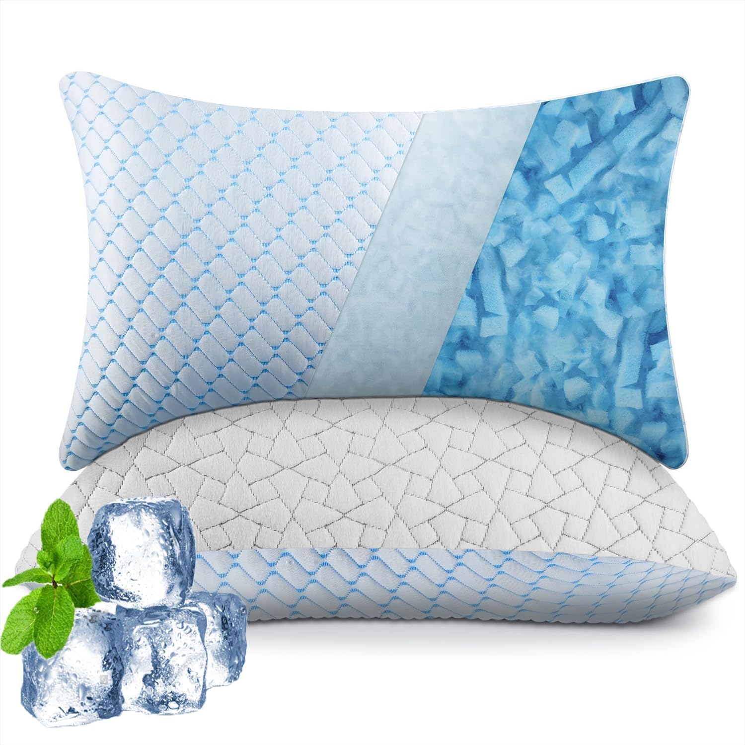 Cooling Standard Pillows Set of 2 Memory Foam Pillows