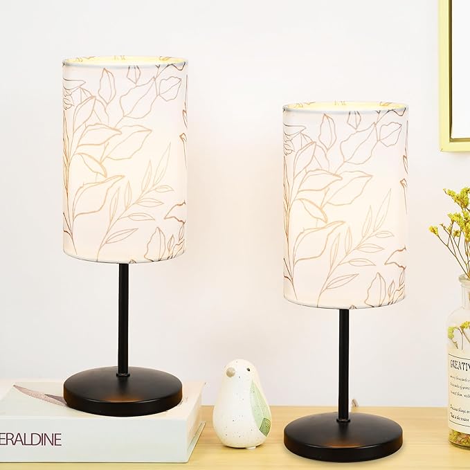 Alee Modern Yellow Flower Table Lamp Set of 2, 4.33H12.21IN, Bedside & Living Room