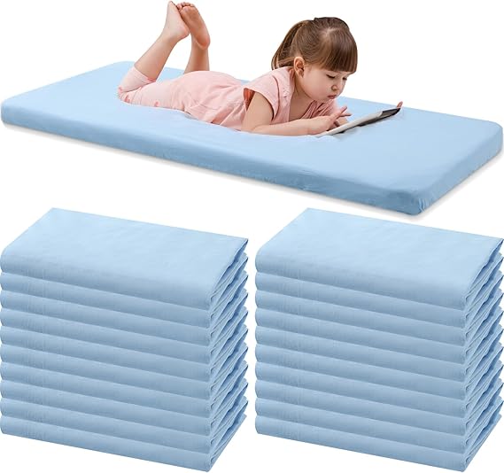 20 Pcs Fitted Crib Sheets Natural Cotton Daycare Mat Sheets for Boys and Girls