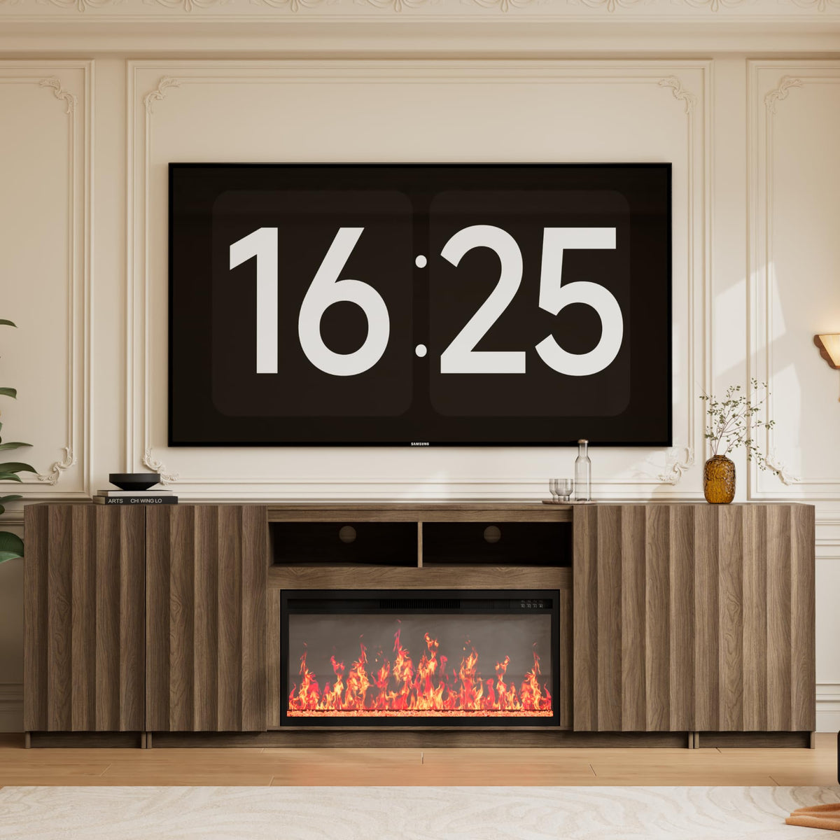 Electric Fireplace TV Stand with Storage, Fits TVs up to 95"