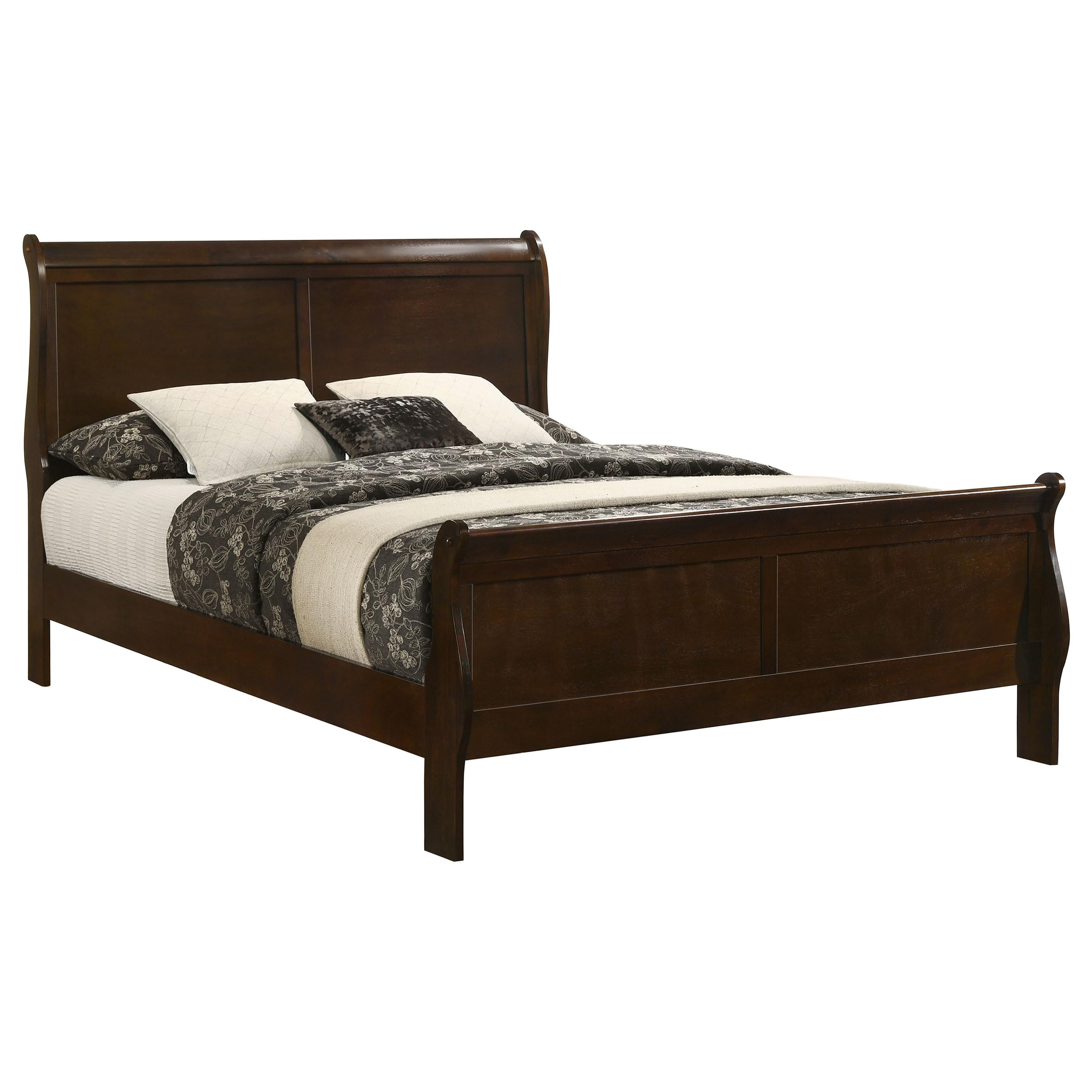 Bedroom Wooden Eastern King Size Sleigh Bed Frame 47-Inch Panel Headboard