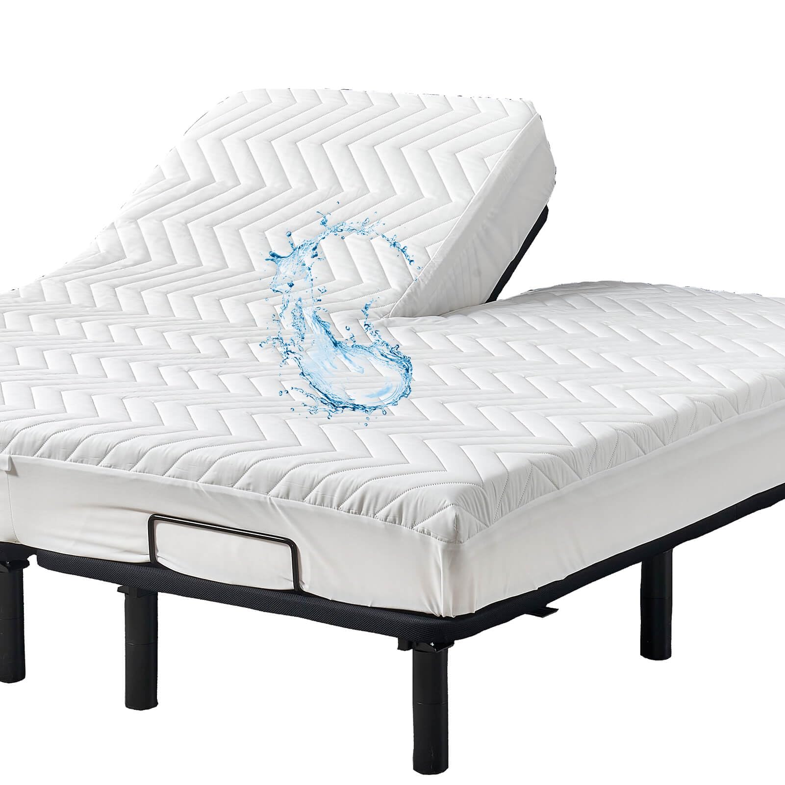 Waterproof Quilted Split Top King Mattress Protector Pad for Adjustable Bed
