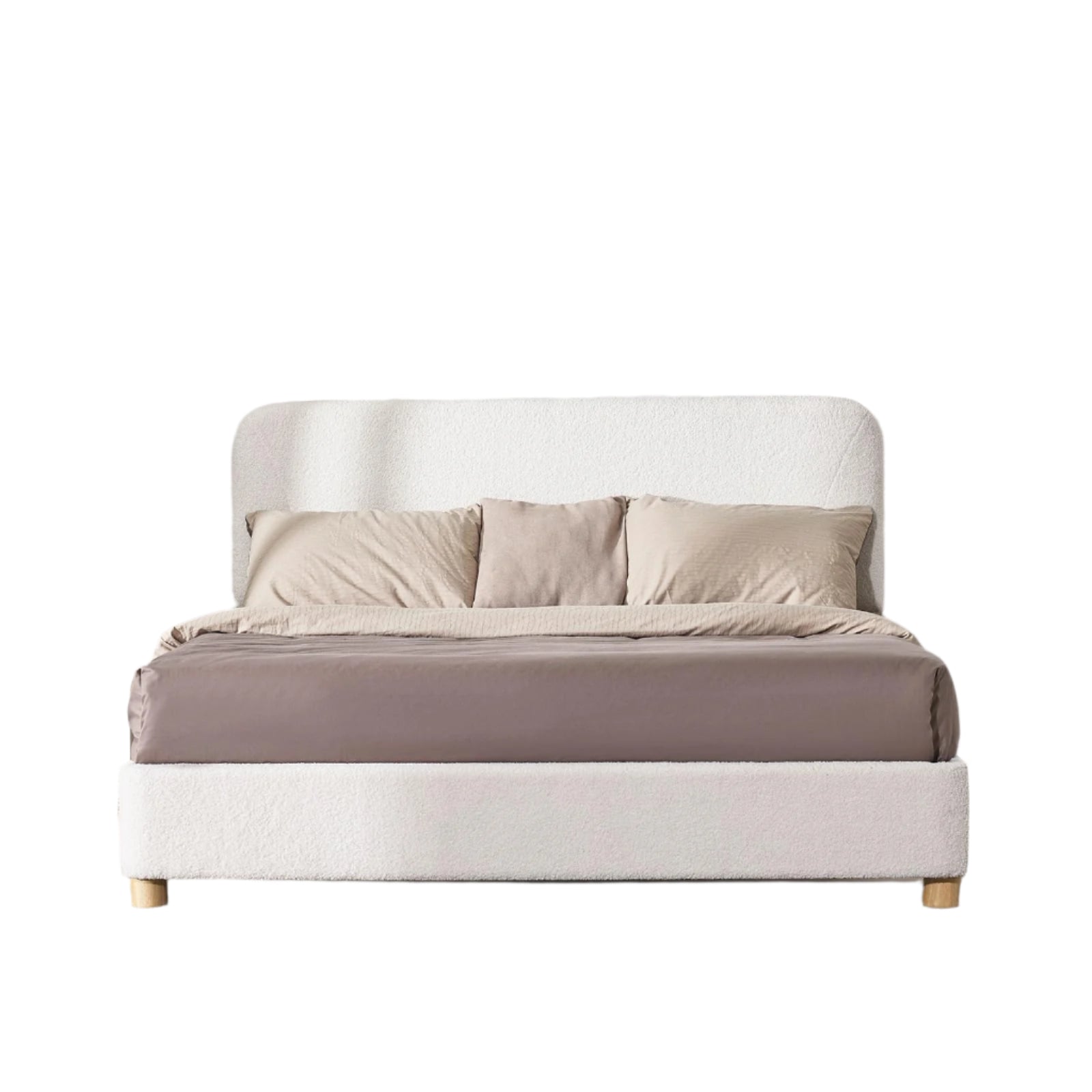 Queen Size Boucle Bed Frame, Upholstered Cloud Bed Frame with Adjustable Headboard