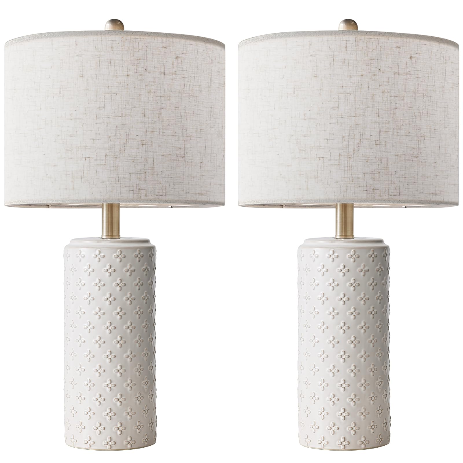 Table Lamp Set of 2, 3-Way Dimmable Ceramic Table Lamp for Bedroom Farmhouse
