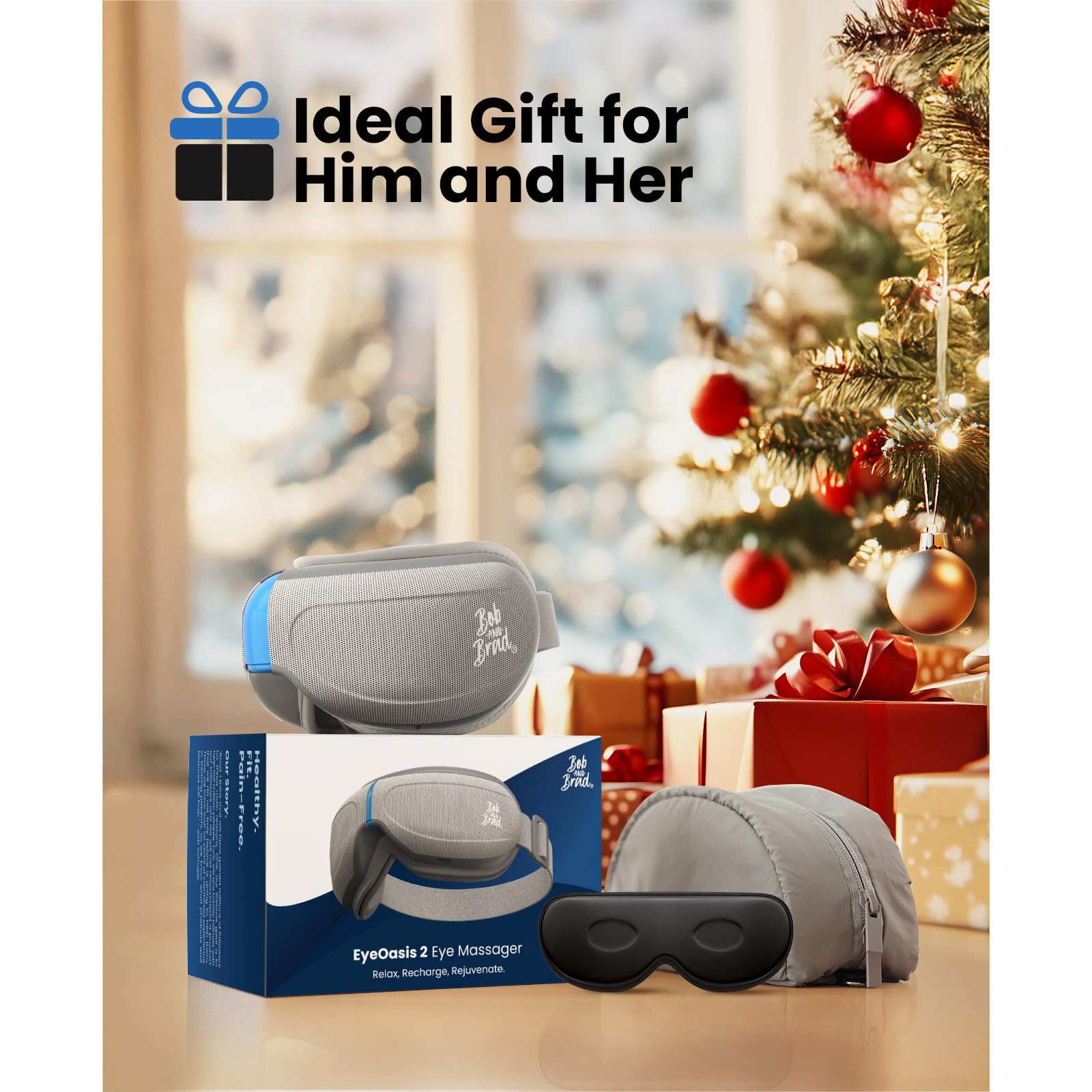 BOB AND BRAD Eye Massager with Heat and Cooling, EyeOasis 2 Eye Mask for Migraines FSA HSA Eligible, Heated Face Massager for Eyes Strain Relief Improve Sleep, Birthday Gifts for Women Men Mom Dad