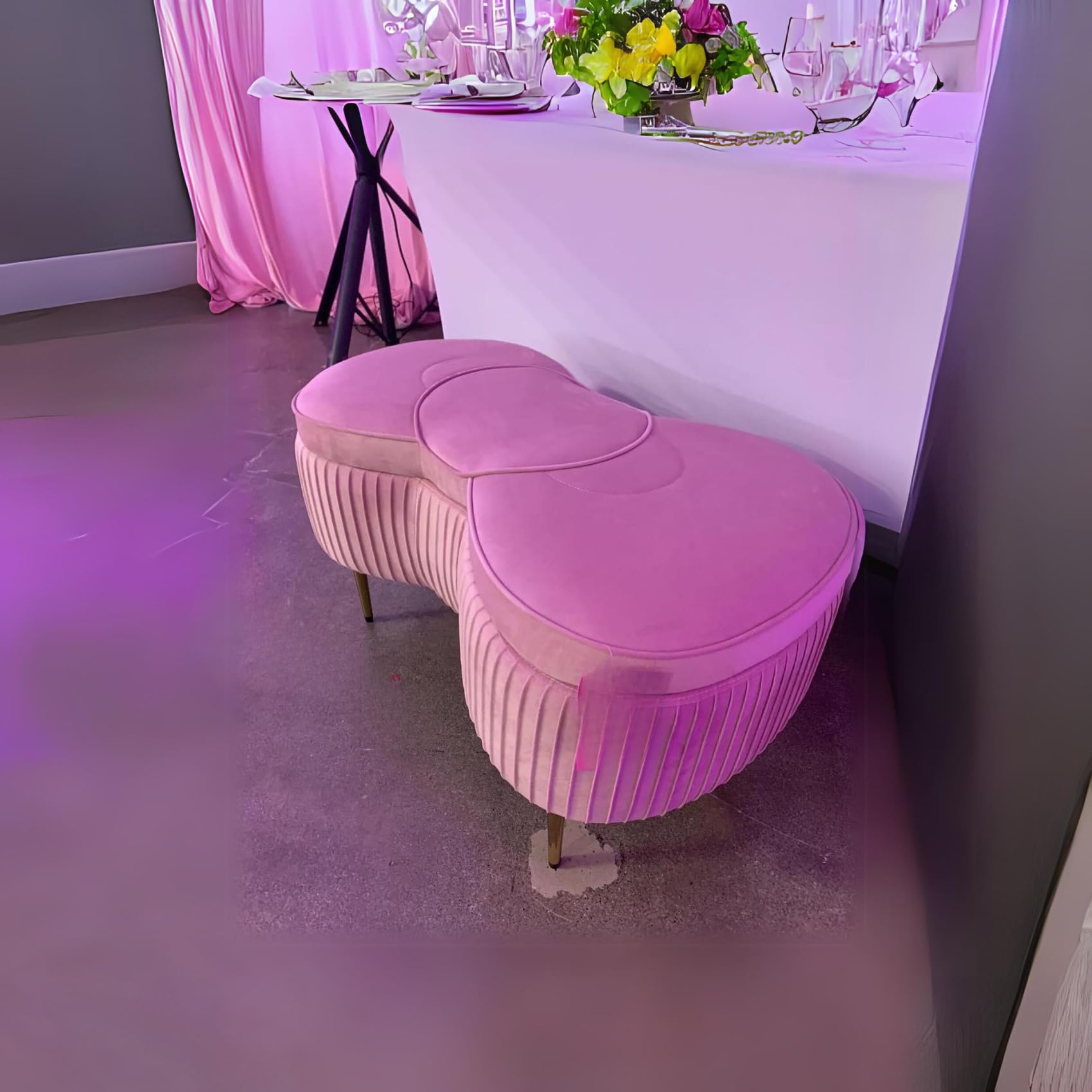 Vanity Hello Kitty Bow Velvet Storage Bench for Bedroom and Living