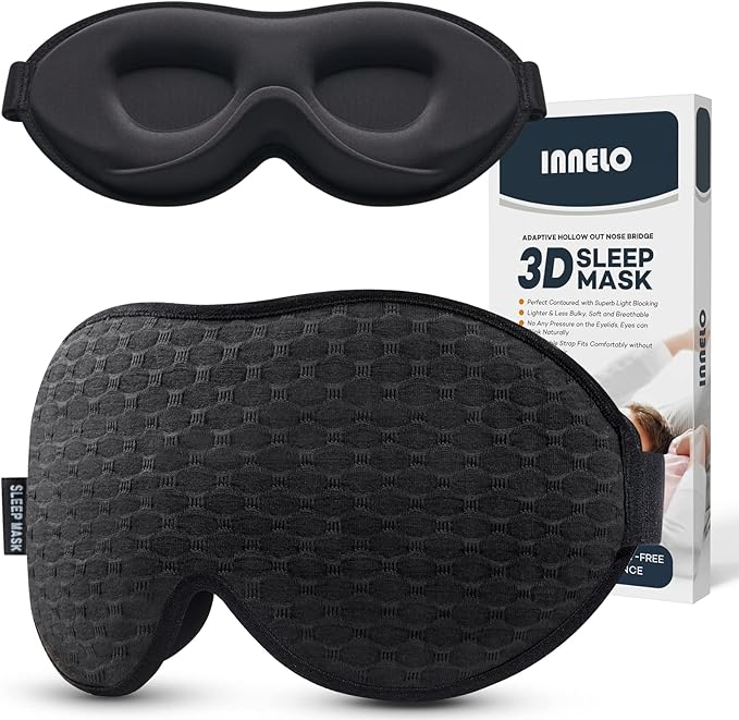 3D Contoured Sleep Mask for Side Sleepers - 100% Light Blocking Sleeping
