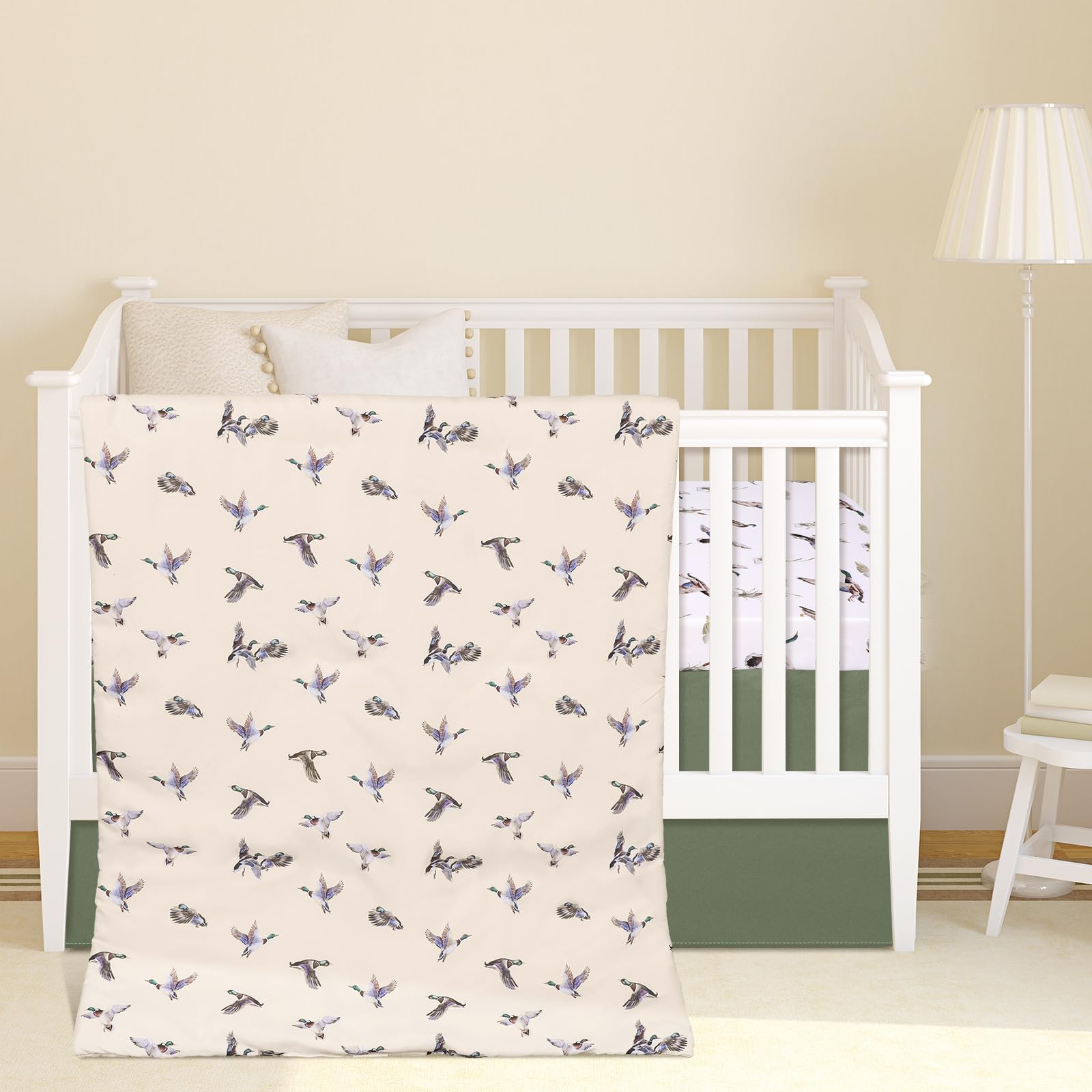 3 Pieces Mallard Duck Nursery Crib Bedding Set for Girls Boys Mallard Duck Baby
