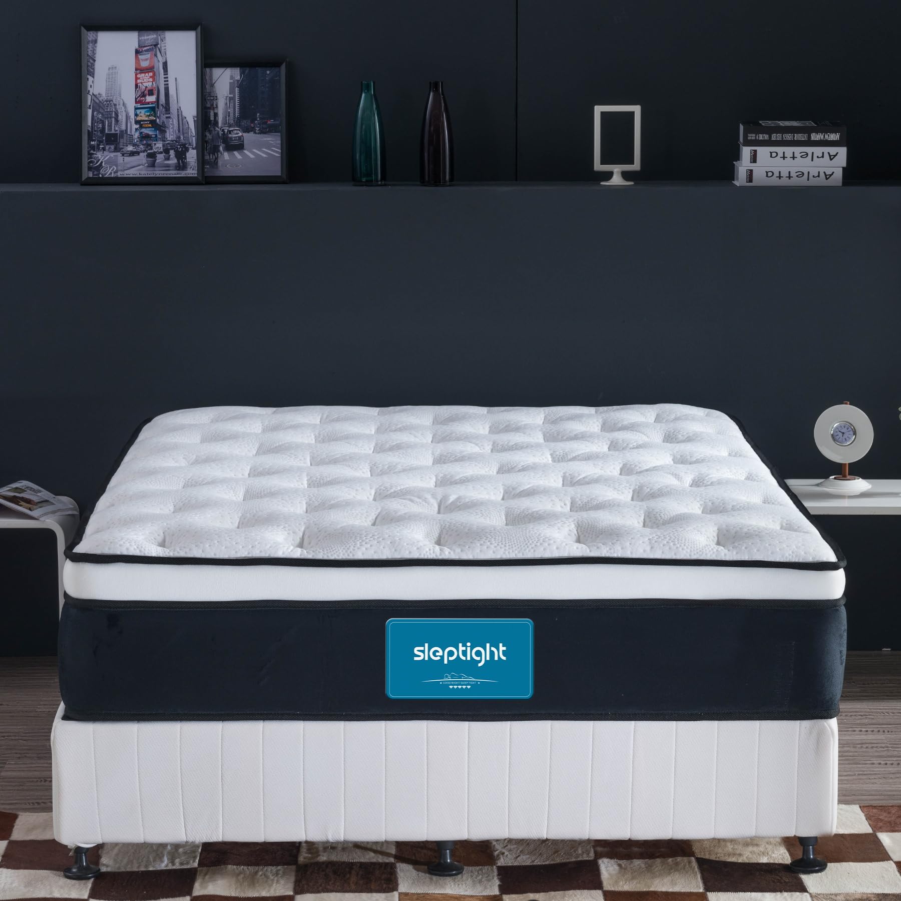 Short Queen Mattress, 12 Inches Pillow Top Hybrid RV Mattress in a Bag