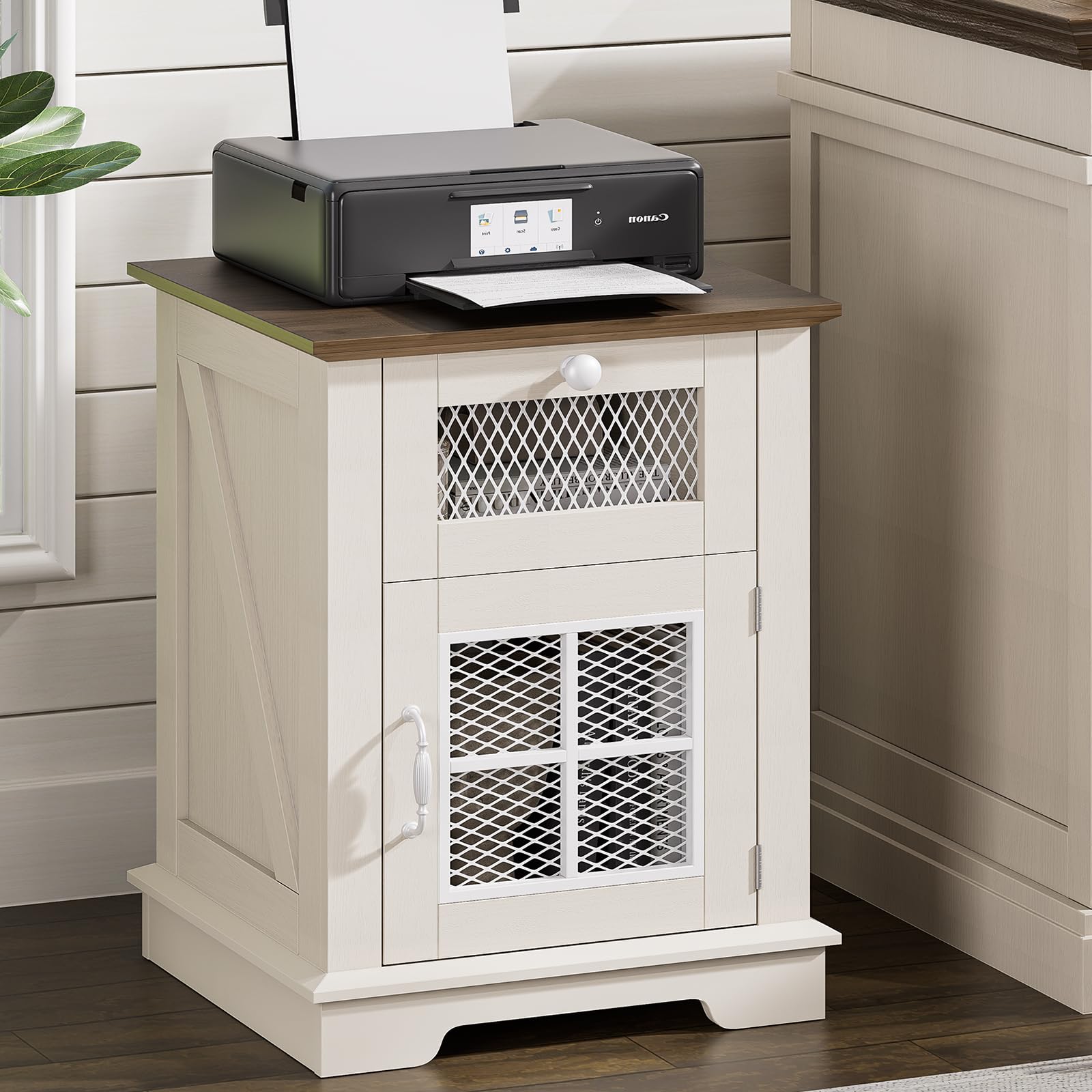 Nightstand Set of 2 with Charging Station, Farmhouse Night Stand Set 2
