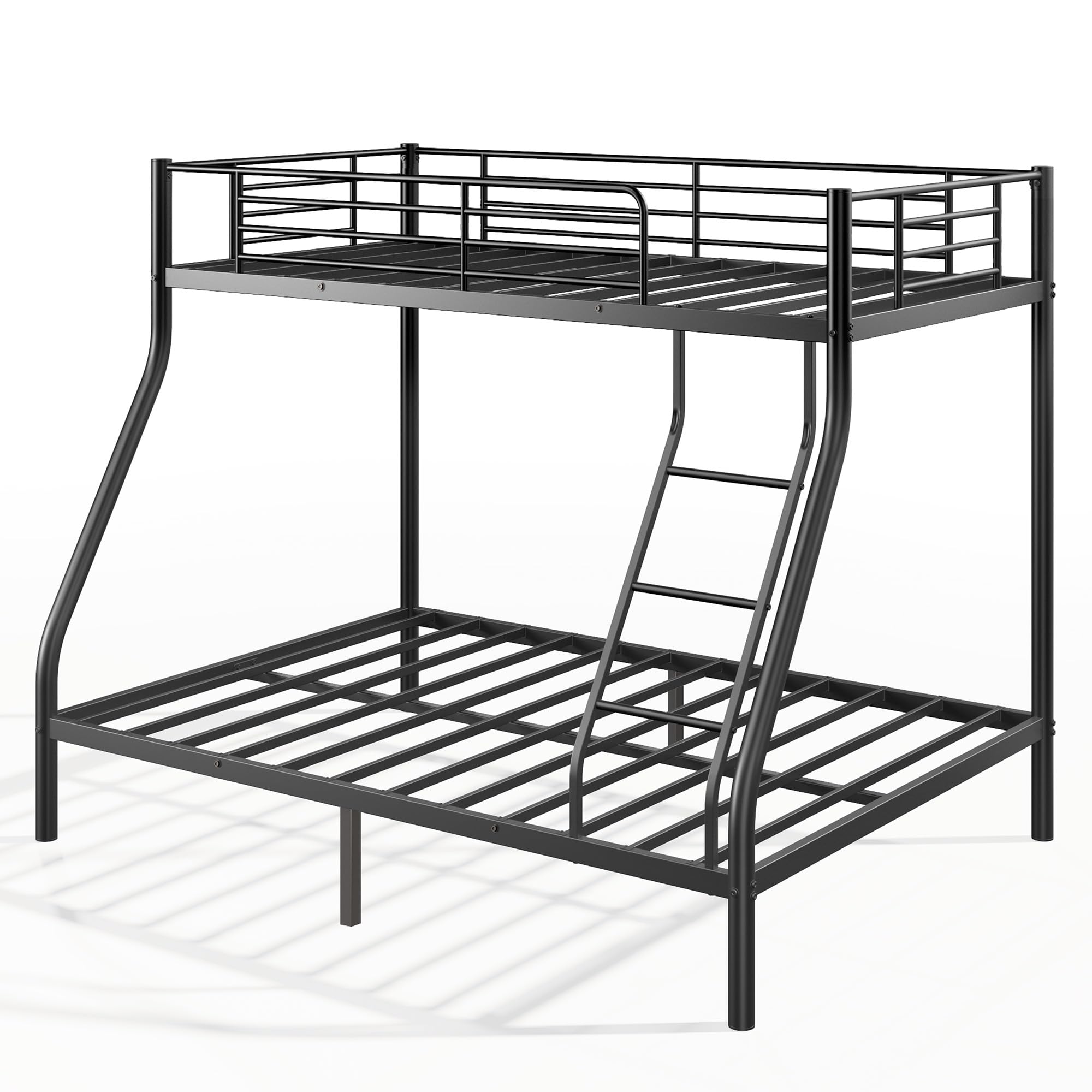 Bunk Beds Twin Over Full Size, Heavy Duty Metal Bunk Bed Frame with Angle