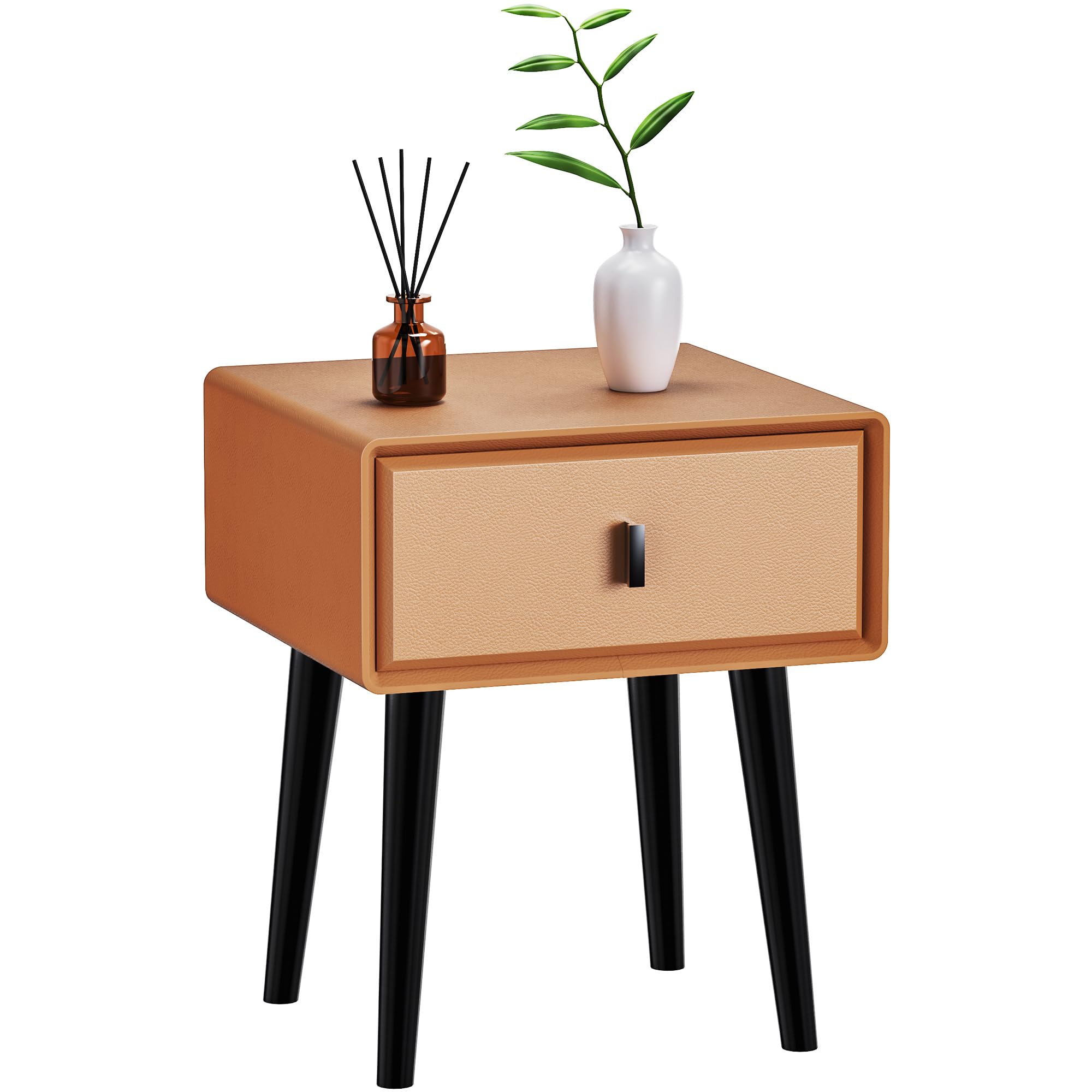 Nightstand,Fully Assembled Bedside Cabinet Mid Century Night Stand