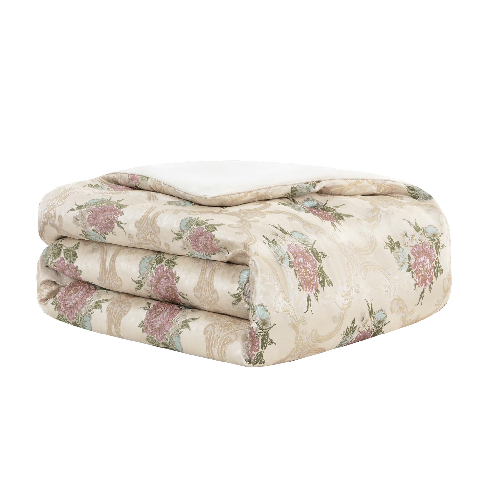 9-Piece Luxury European Floral Comforter Sets, Romantic French-Style Jacquard