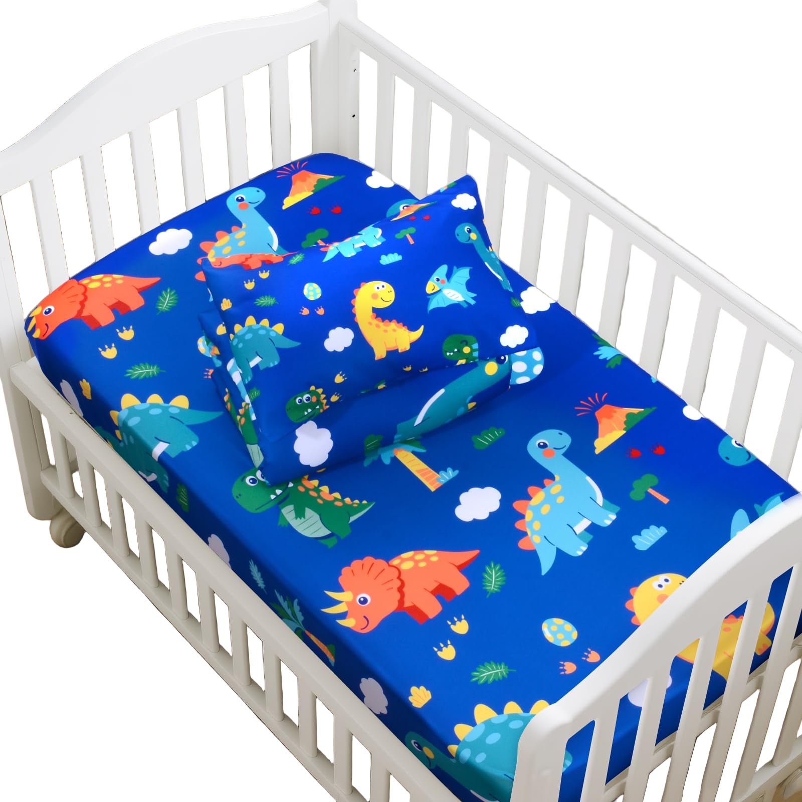 Crib Bedding Set for Boys Girls- 3 Piece Dinosaur Baby Bedding Set Soft Comforter