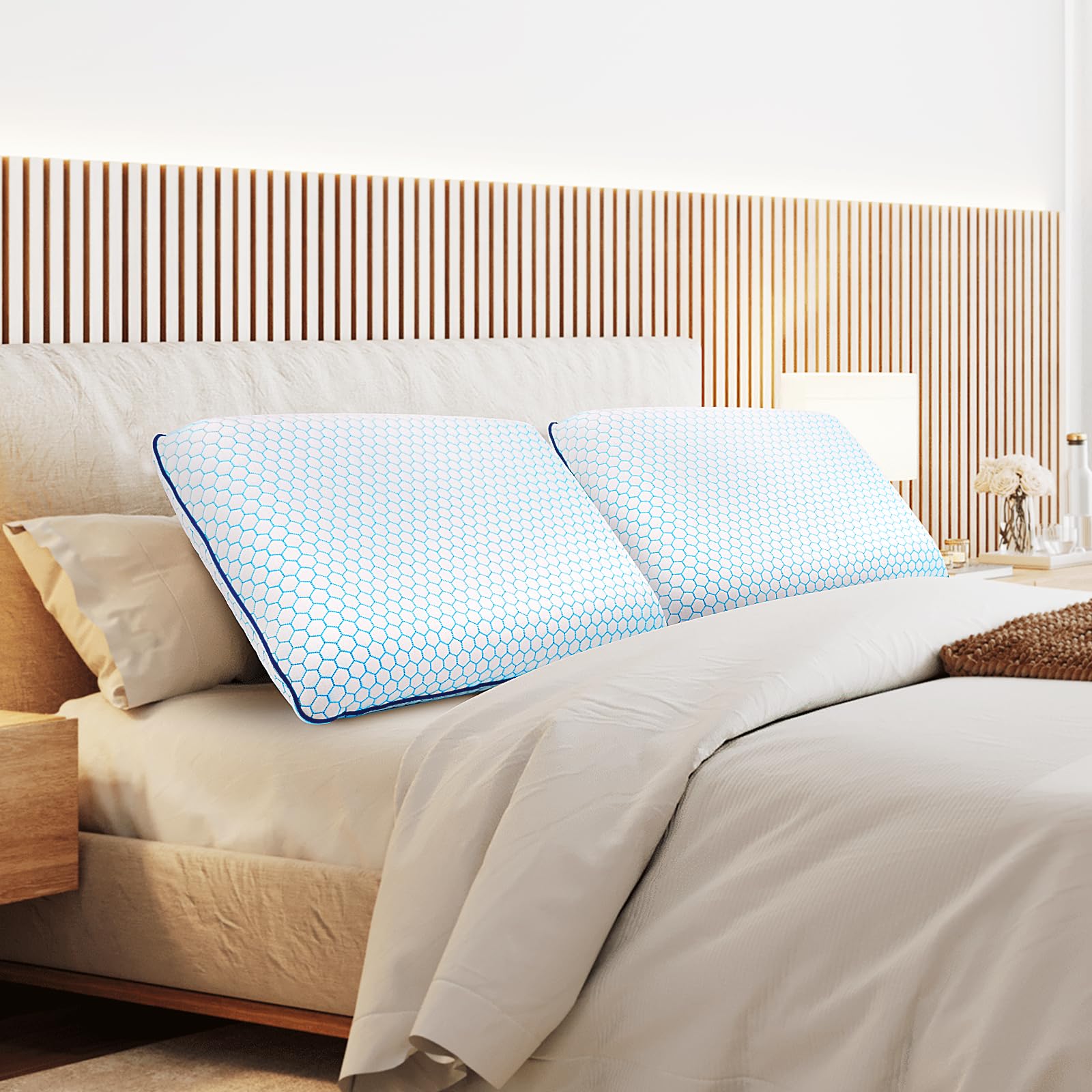 Memory Foam Pillows for Side, Back and Stomach Sleepers, Set of 2