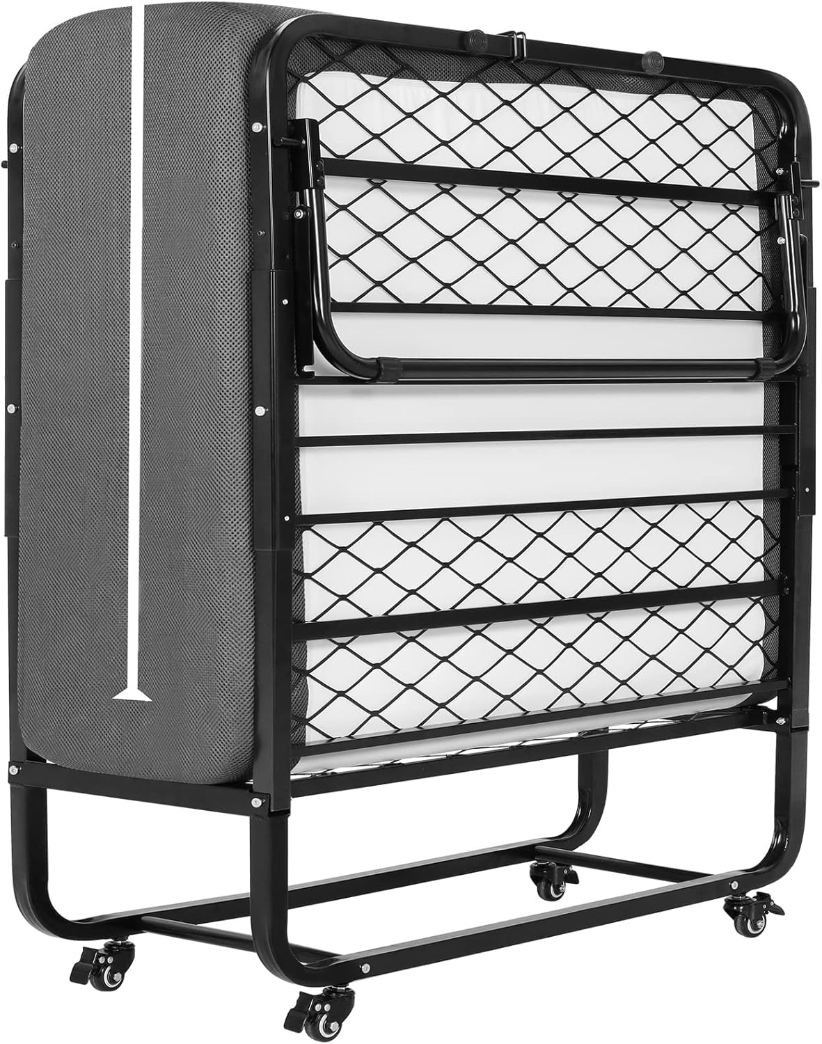 75''x46'' Folding Bed with Mattress for Adults, Large Size Roll Away Bed